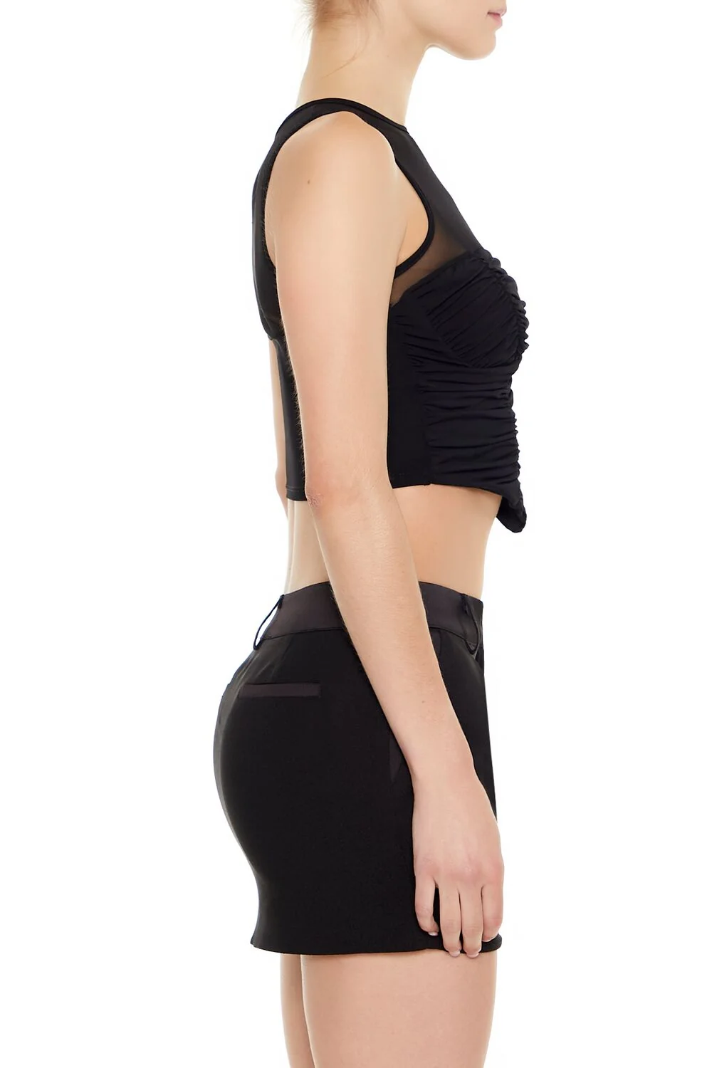 Ruched V-Hem Crop Top