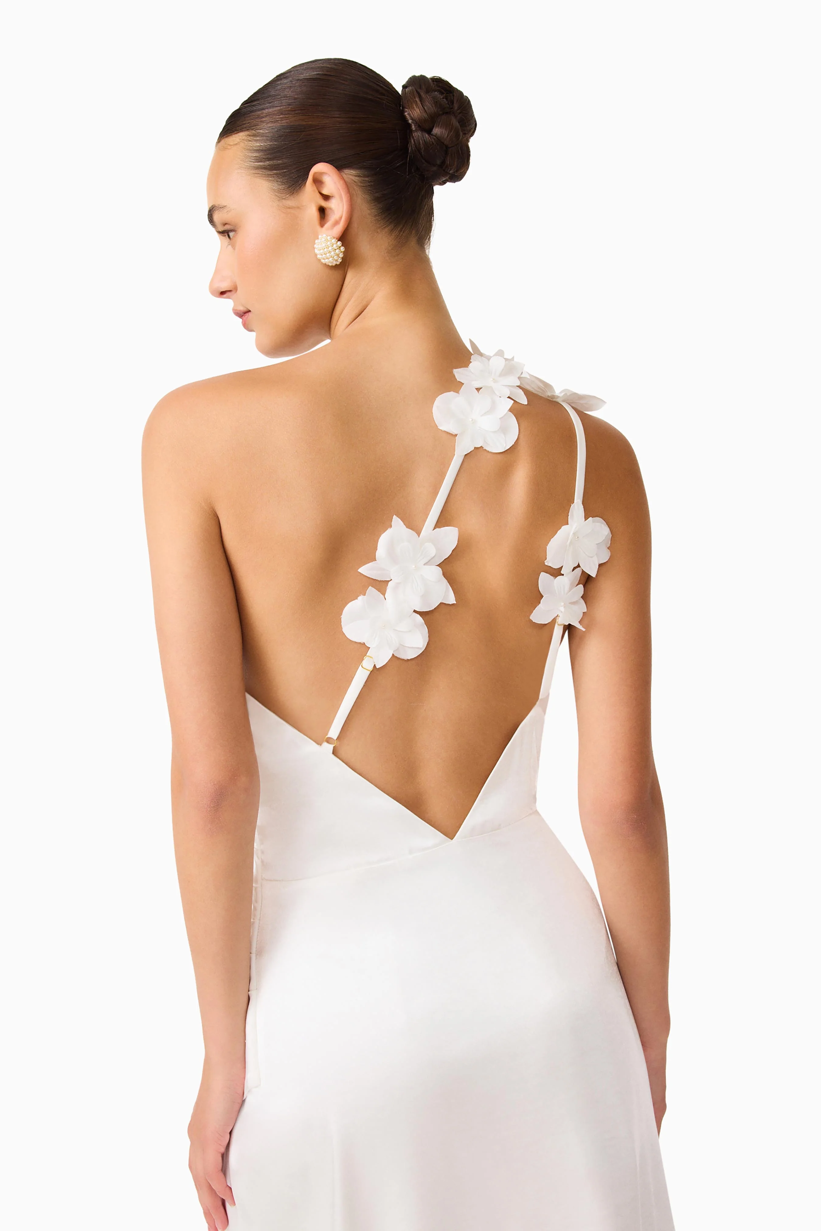 Erielle Asymmetrical Gown in White