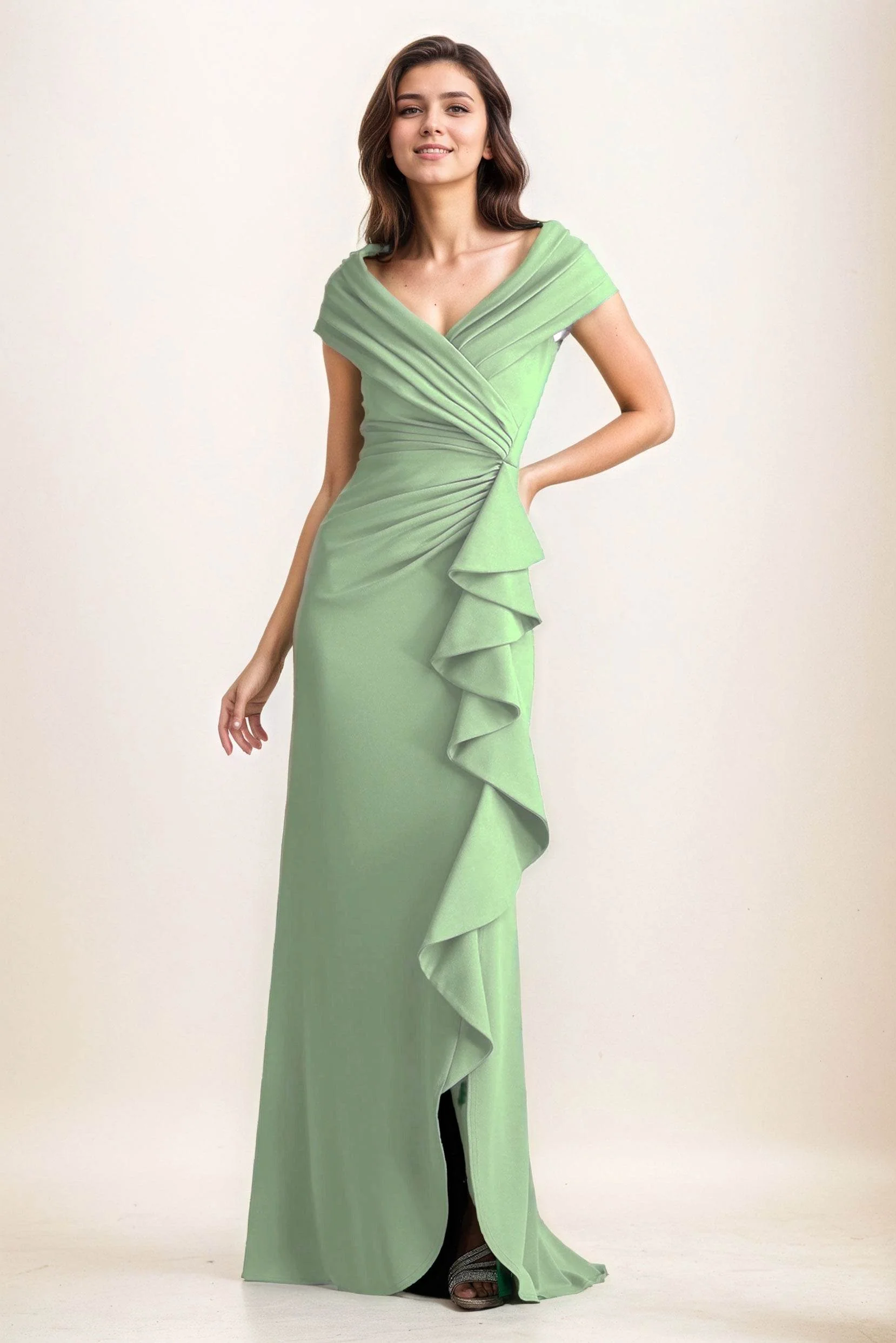 Sheath-Column Maxi Elastic Cloth Wedding Guest Dress CG0280