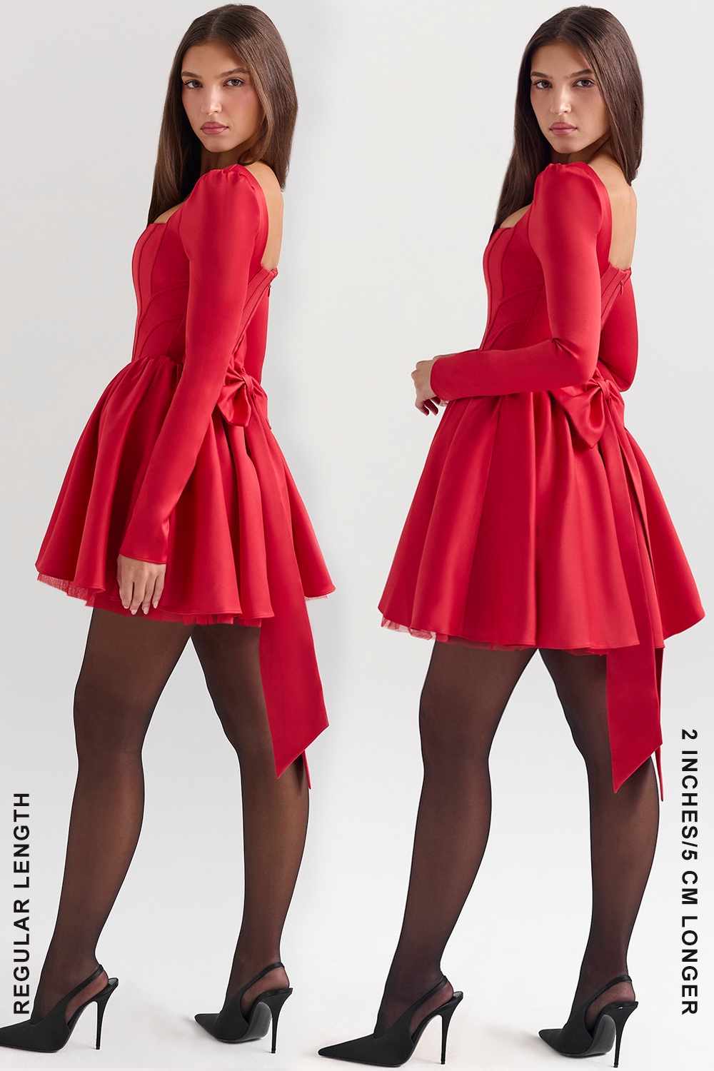 Holly Red Removable Bow Tulle Mini Dress
