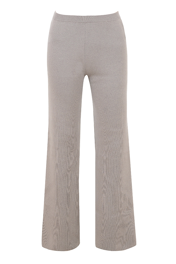 Grey Cashmere Straight Leg Trousers
