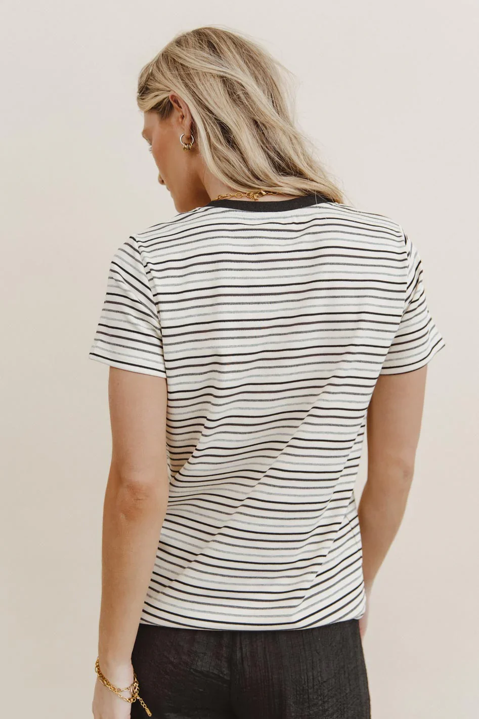 Christopher Striped Tee in Black