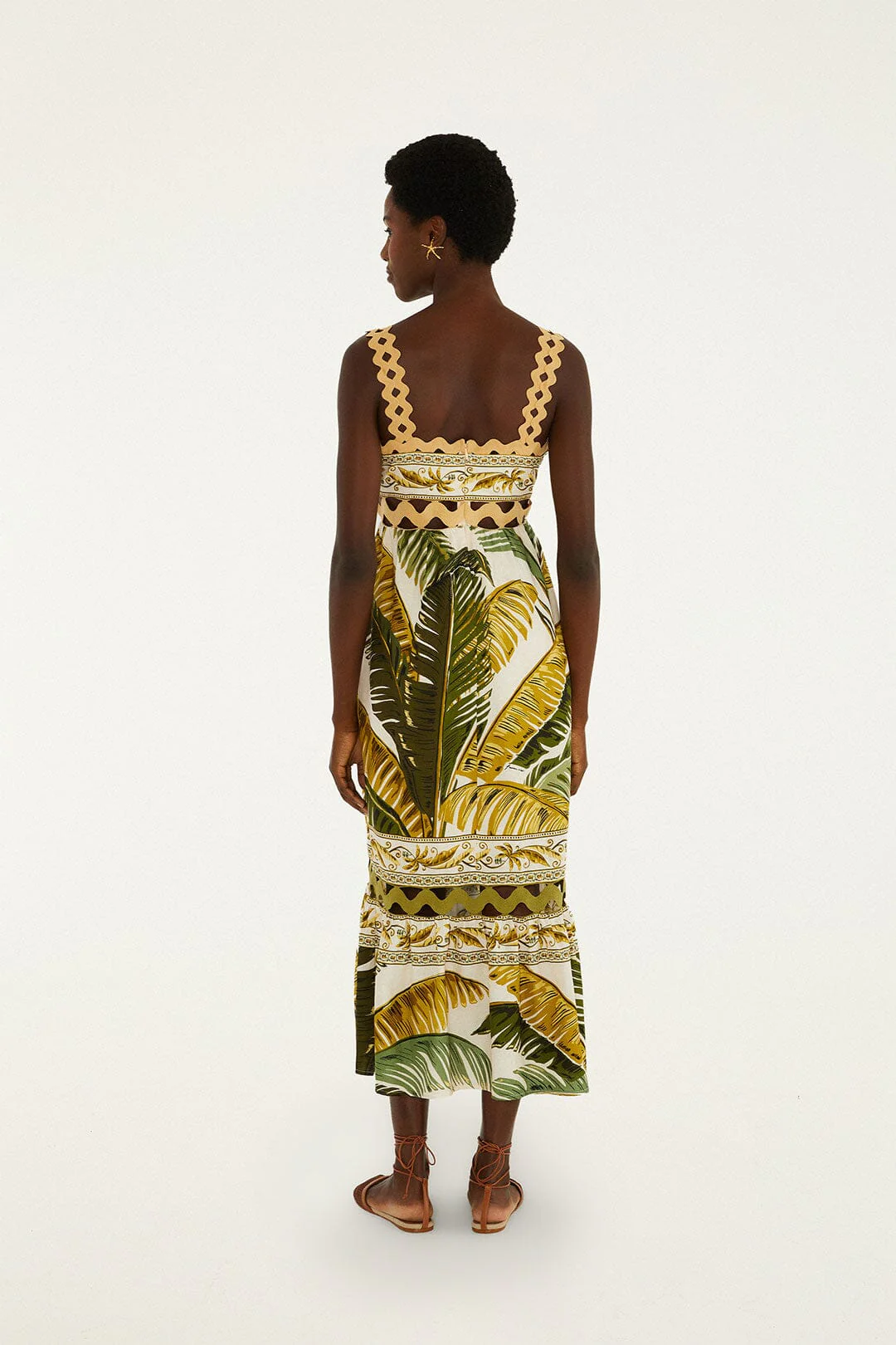 Sand Trancoso Wavy Trim Maxi Dress