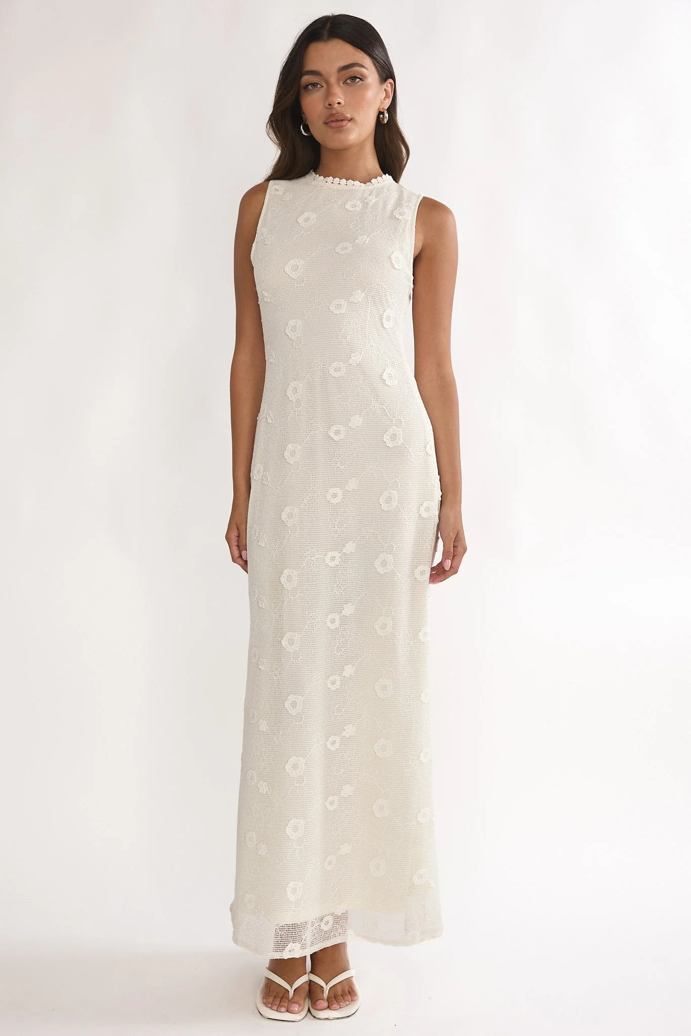 Kensi Sleeveless Crochet Maxi Dress Oat