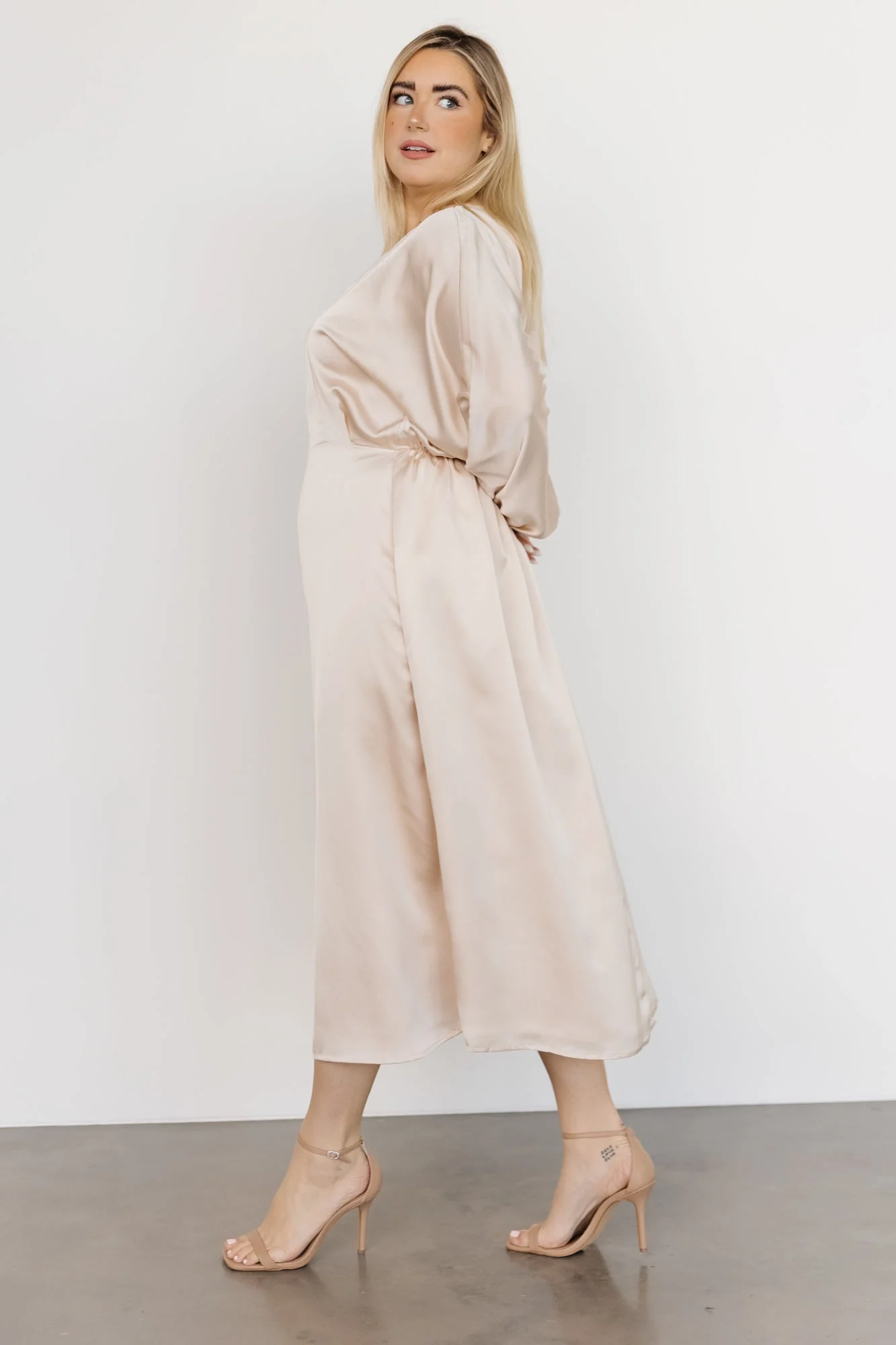 Balta Satin Midi Dress | Champagne - luluinthesky