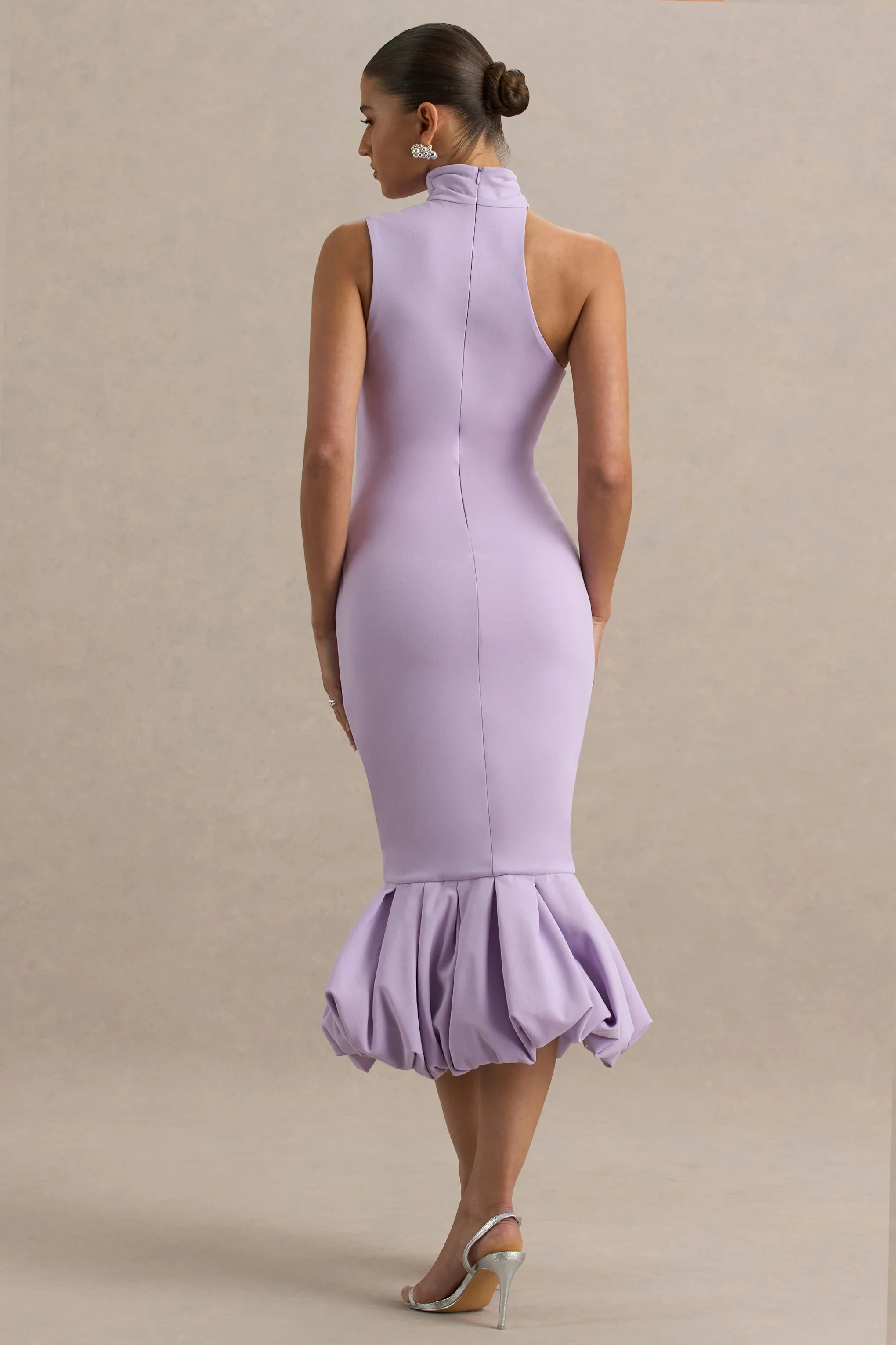Sabine | Lilac One-Shoulder Ruffle-Trim Midi Dress