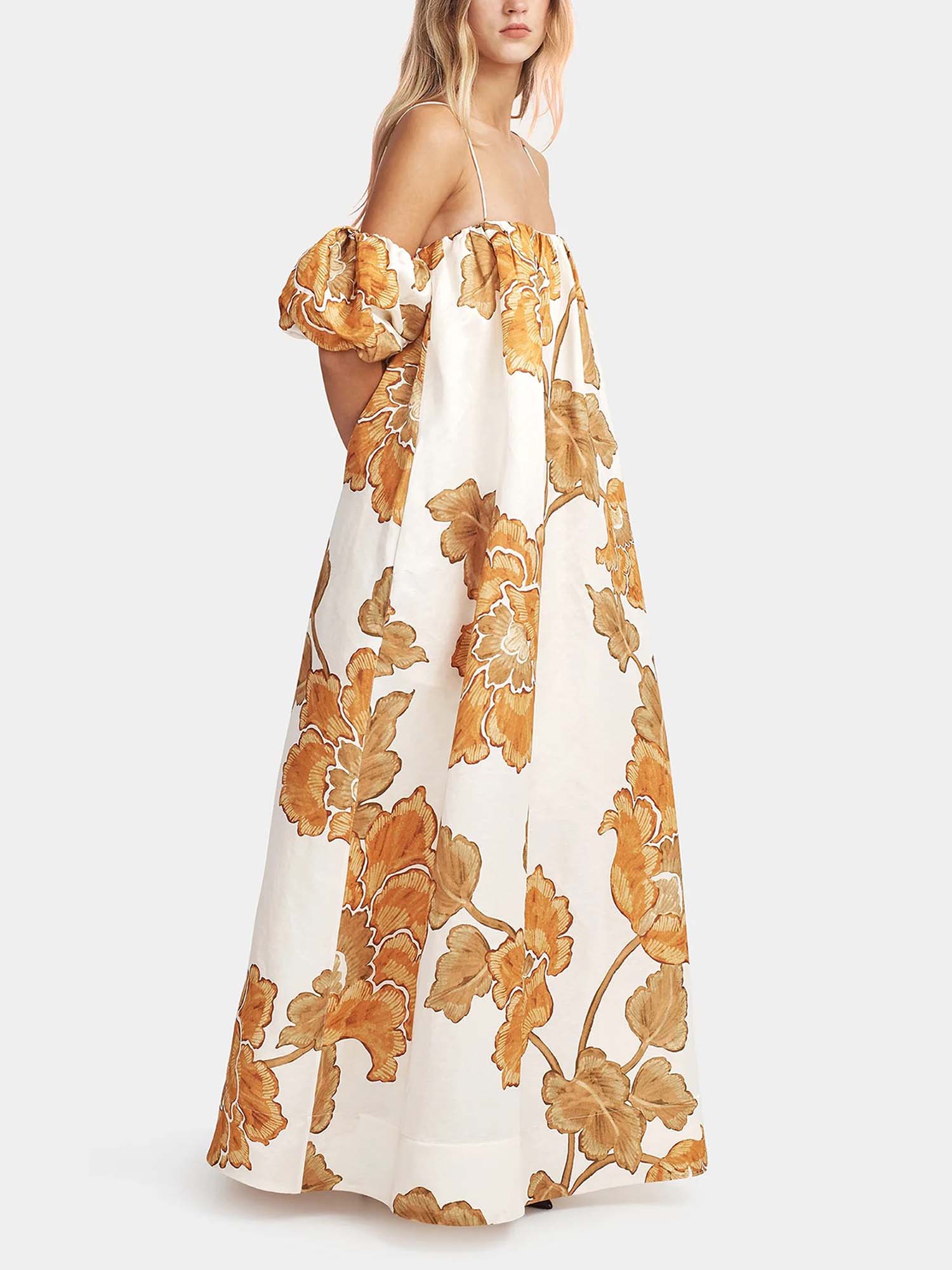 Golden Garden Off-Shoulder Maxi Dress