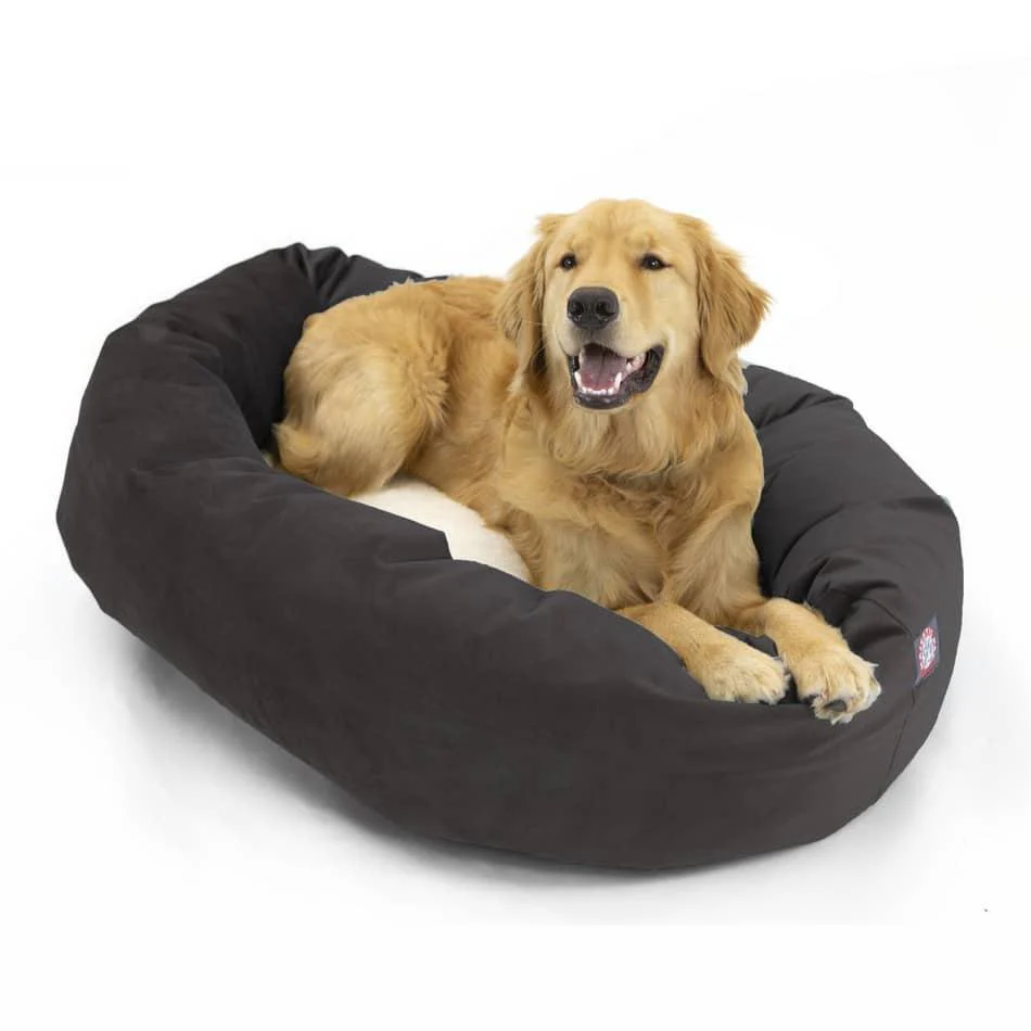 Velvet Sherpa Bagel Dog Bed