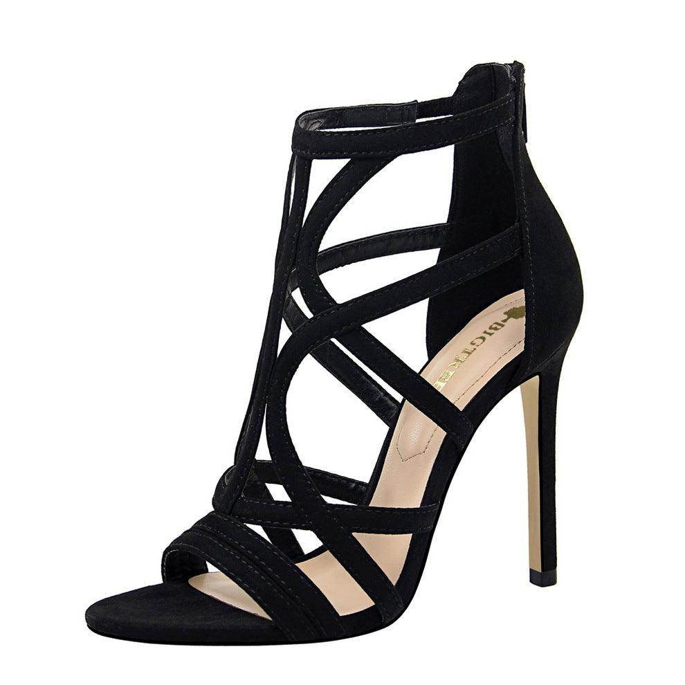 Suede Cross  Pointy  Stiletto Heels  614340182360