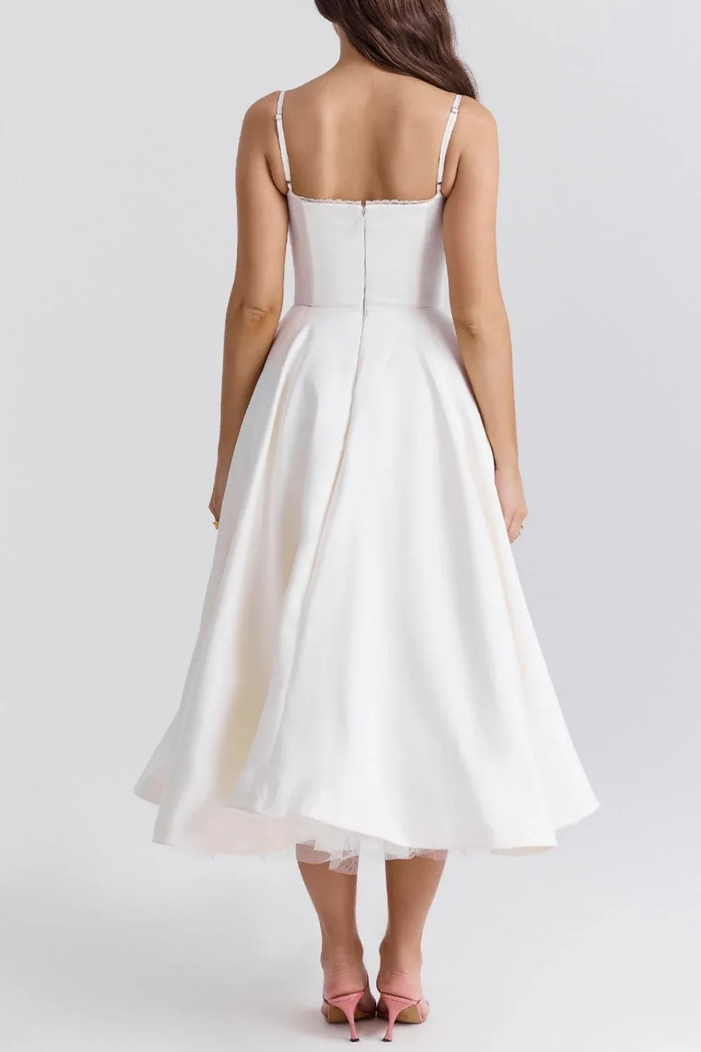 A-line Midi Satin Formal Evening Dresses 803510185058