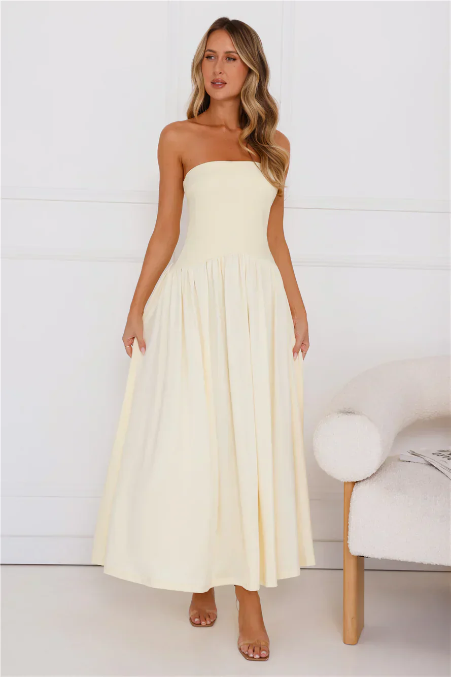 Palmetto Strapless Maxi Dress Yellow