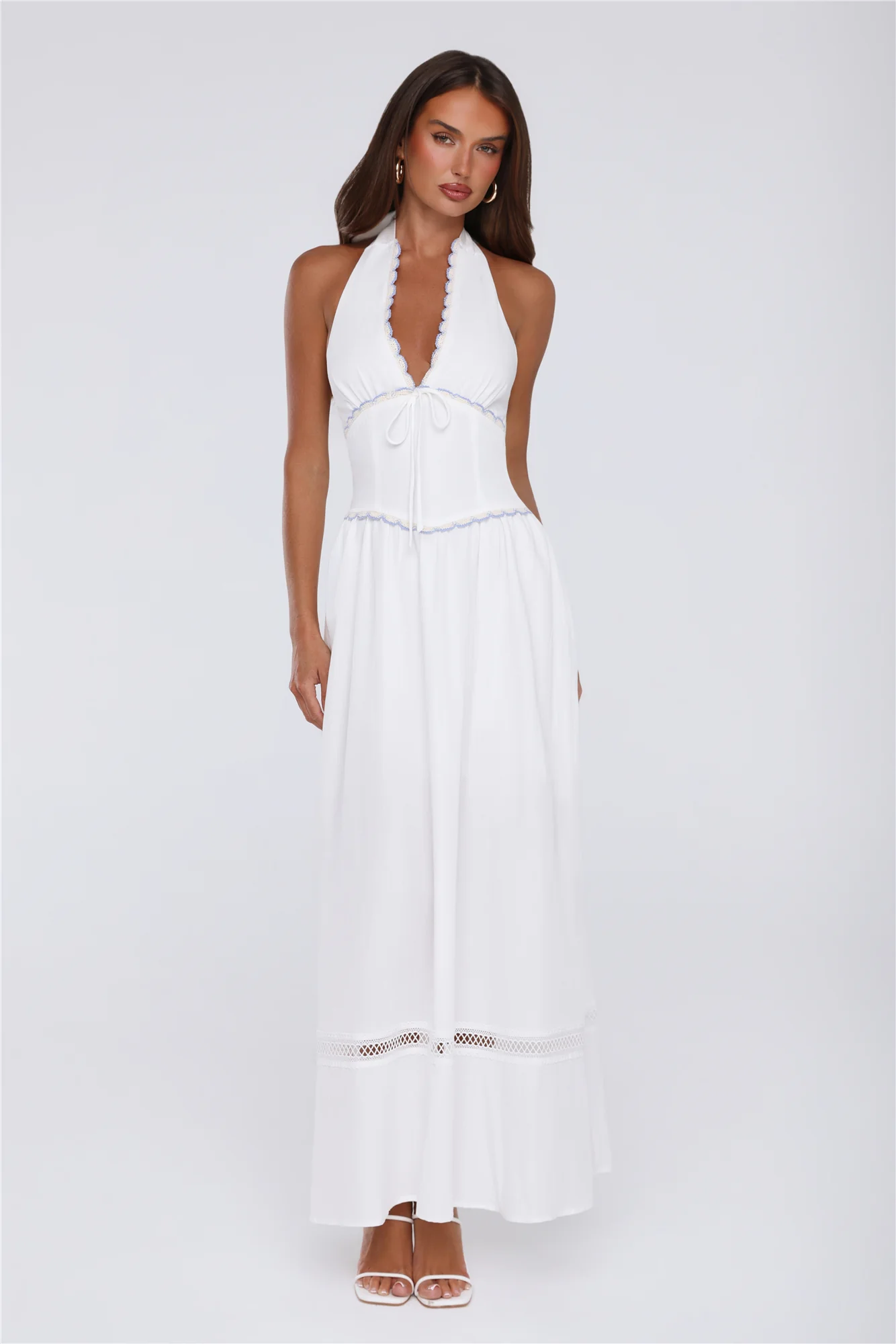 Pastel Promises Halter Maxi Dress White - luluinthesky