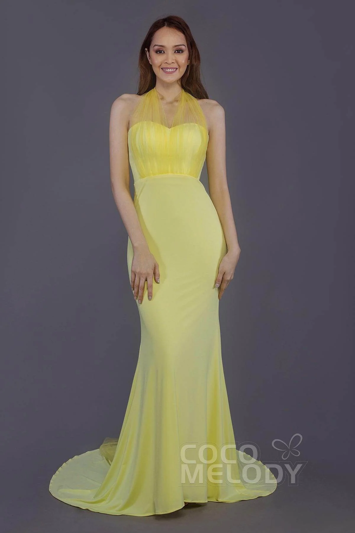 Mermaid Court Train Knitted Fabric Bridesmaid Dress PR3498