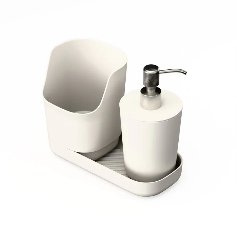 Vogeelle Duo Sink Caddy Organizer & Soap Dispenser - Off White