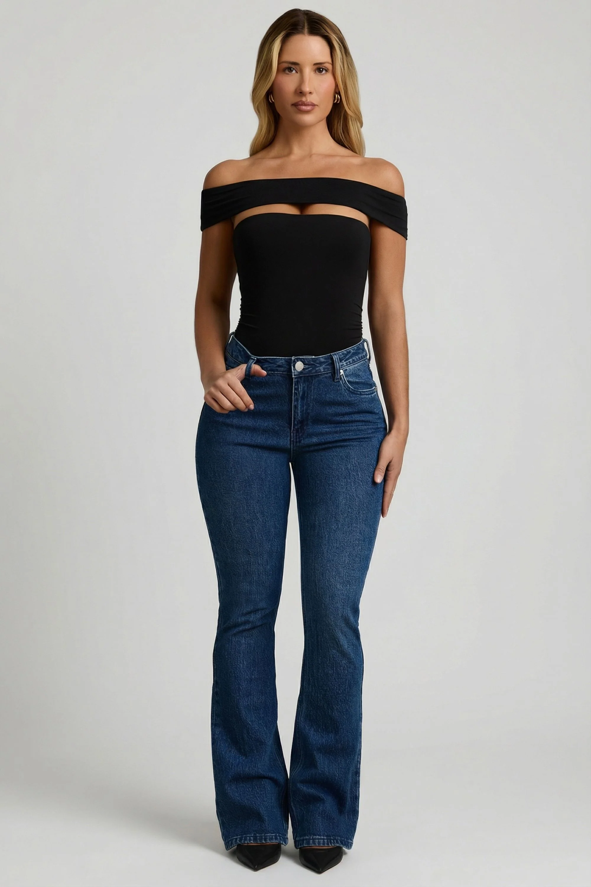 Modal Cut-Out Off-Shoulder Bodysuit in Black