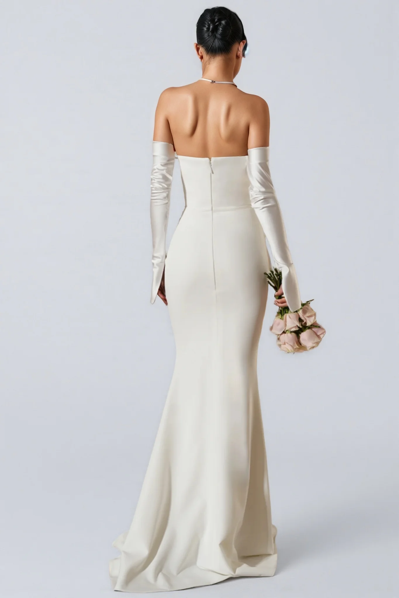 Scot White One Shoulder Long Sleeve Maxi Dress