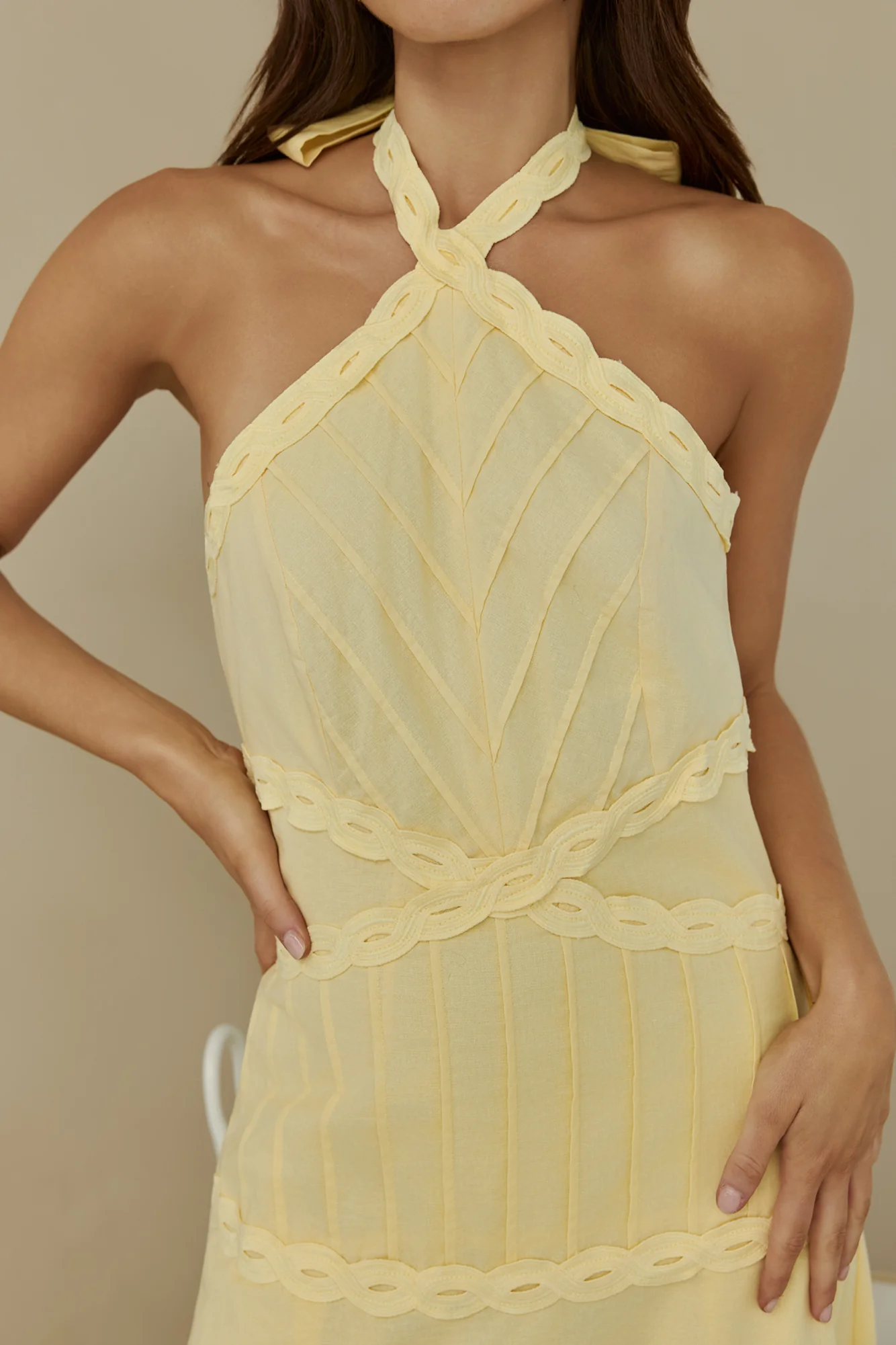 Tropical Dreamer Halter Maxi Dress Yellow