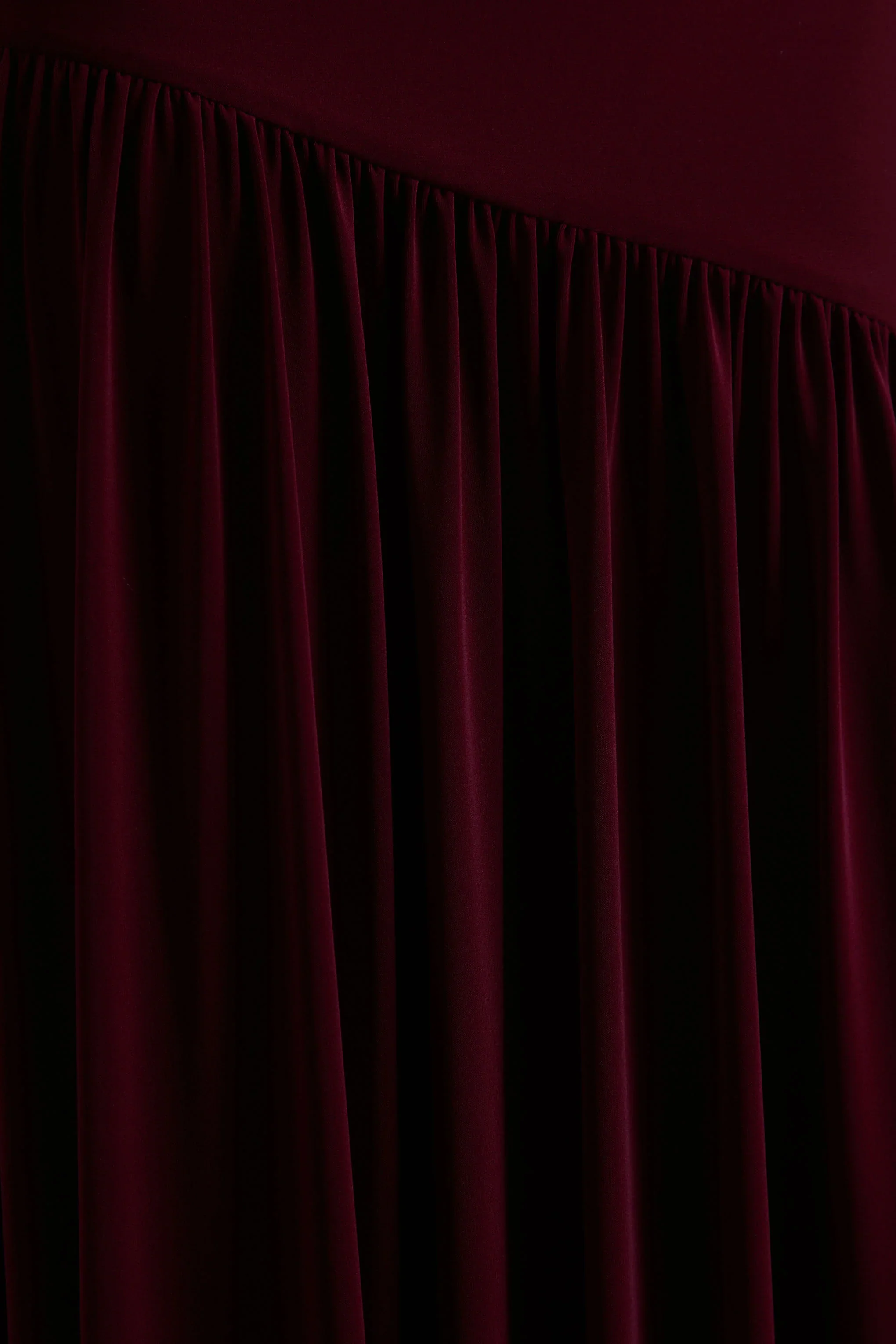Venezia | Burgundy Bardot Puff-Skirt Maxi Dress