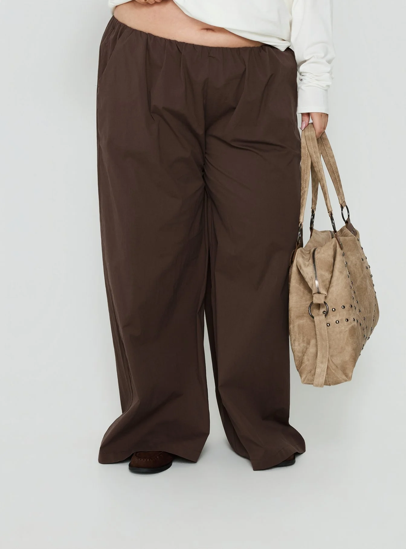 Lunea Concealed Waistband Pants Brown Curve