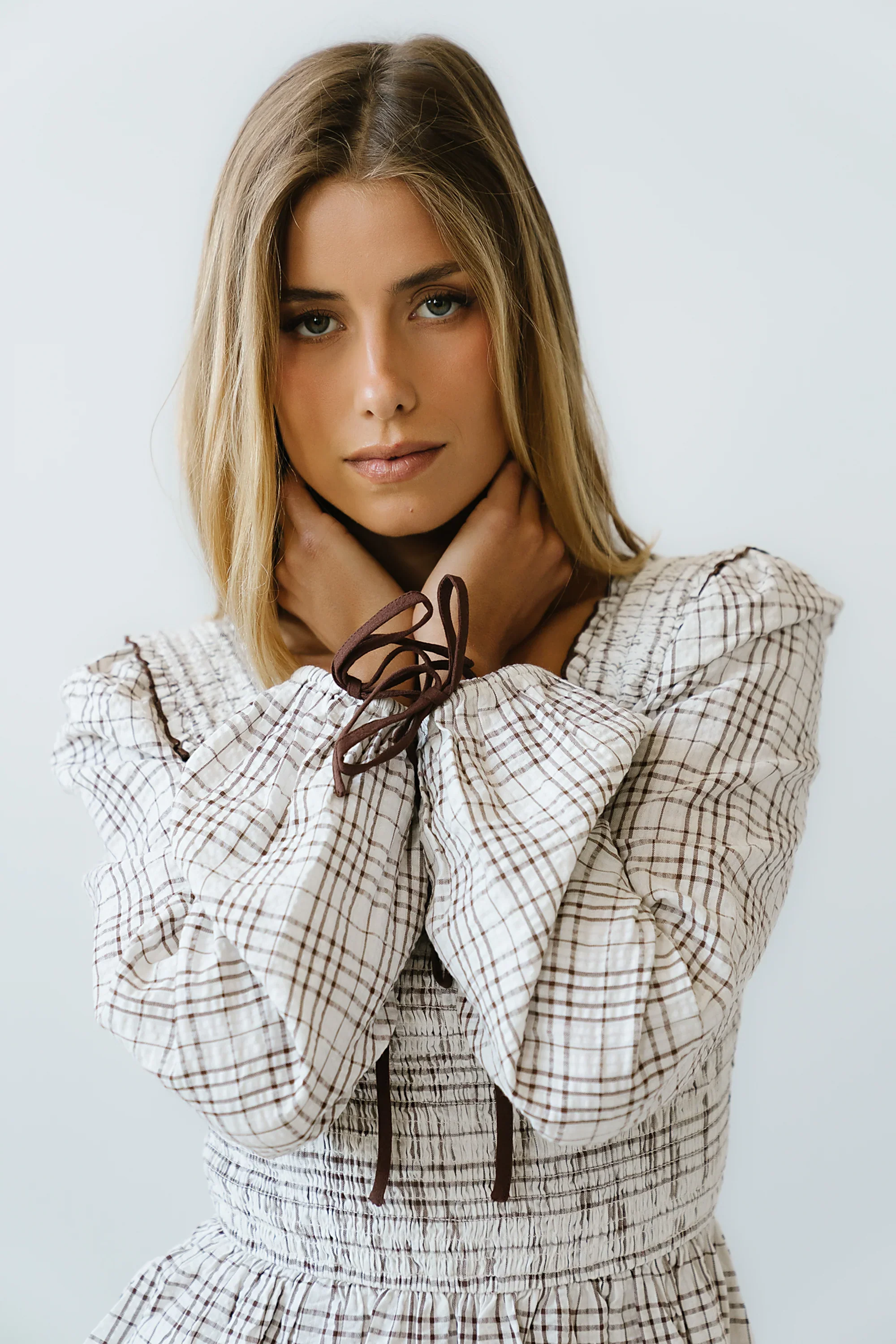 Vale Smocked Blouse in Mocha