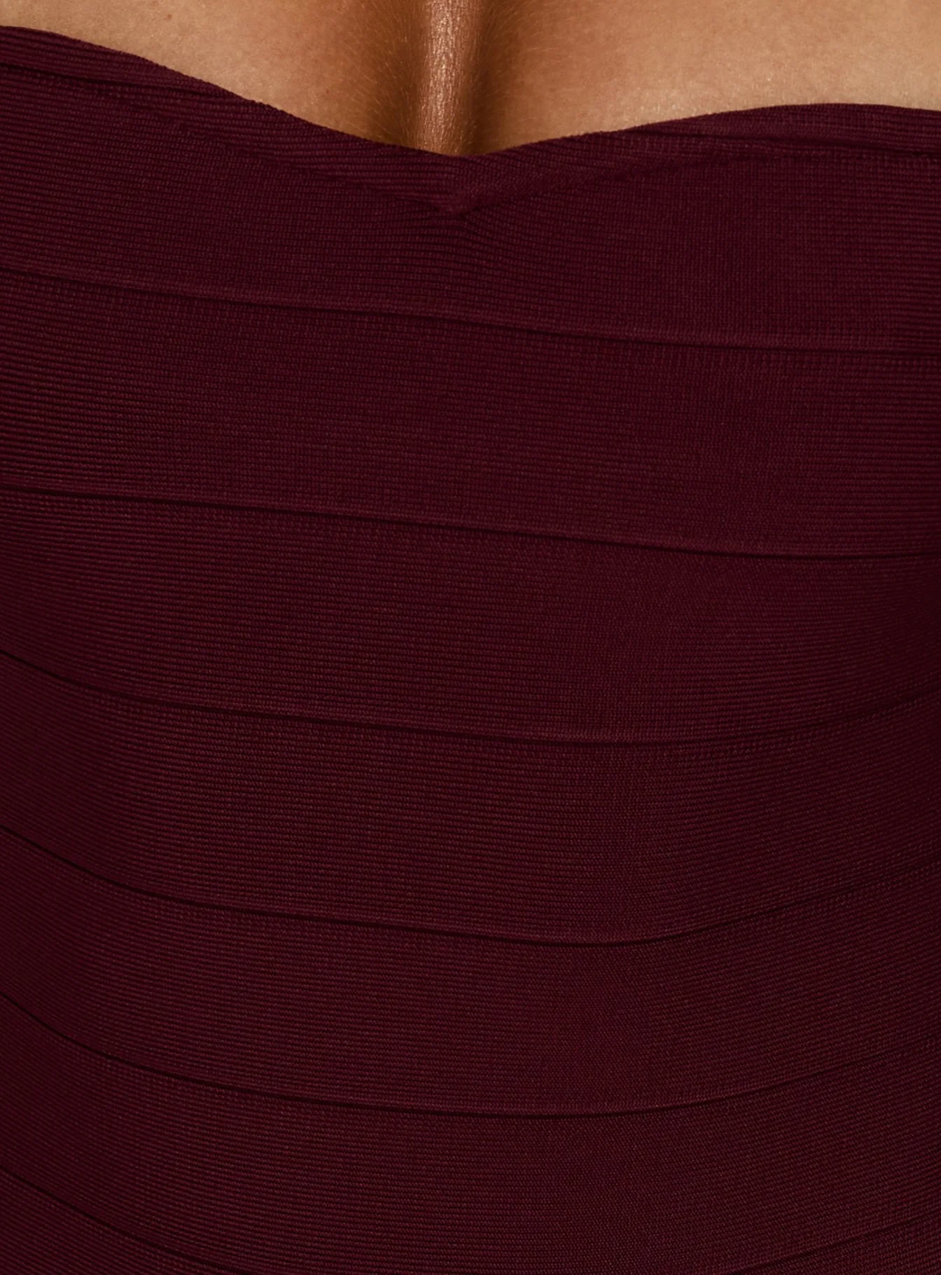Cintta Strapless Bandage Bodysuit Burgundy - FASHION NOB