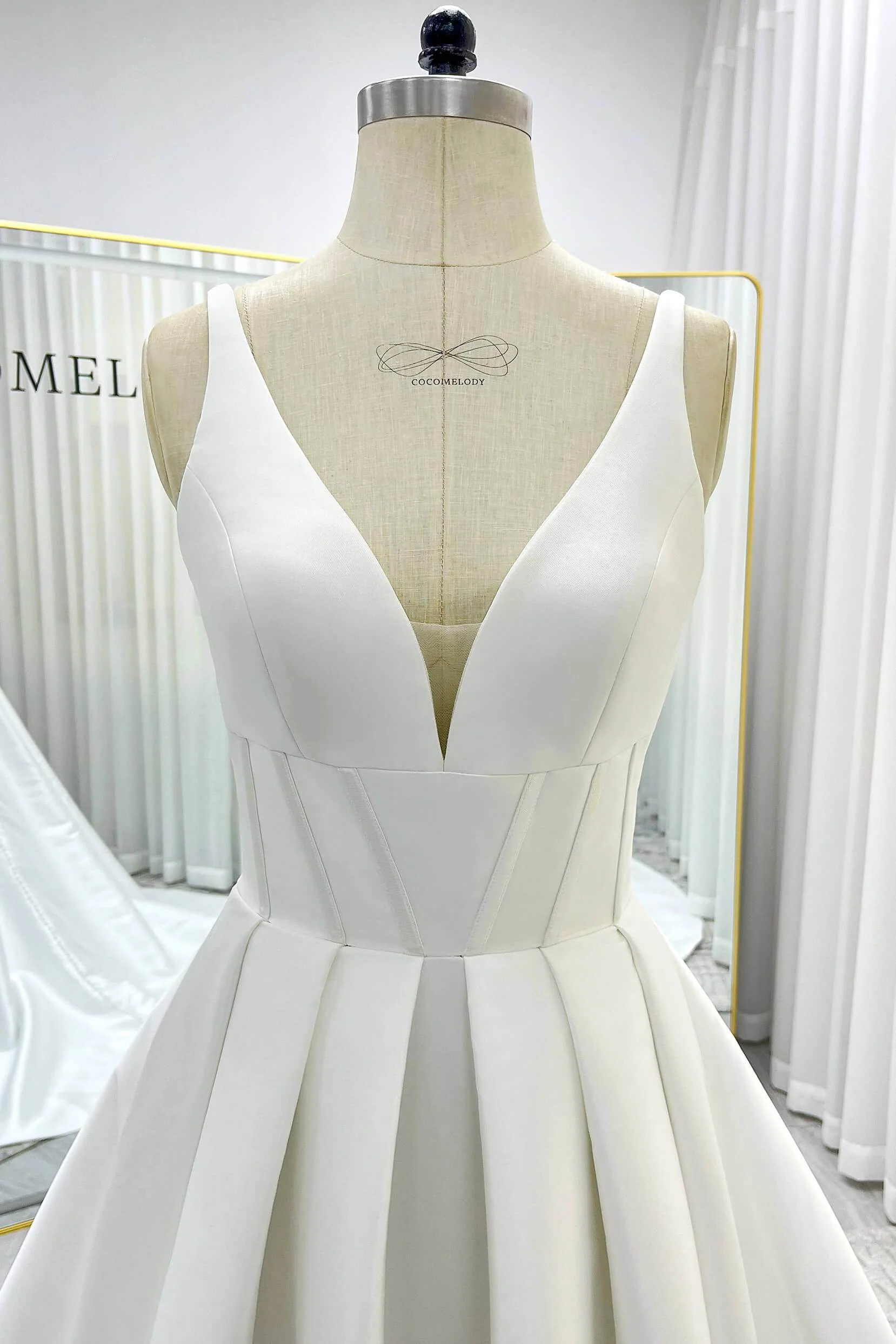 A-Line Court Train Mikado Wedding Dress CW3534