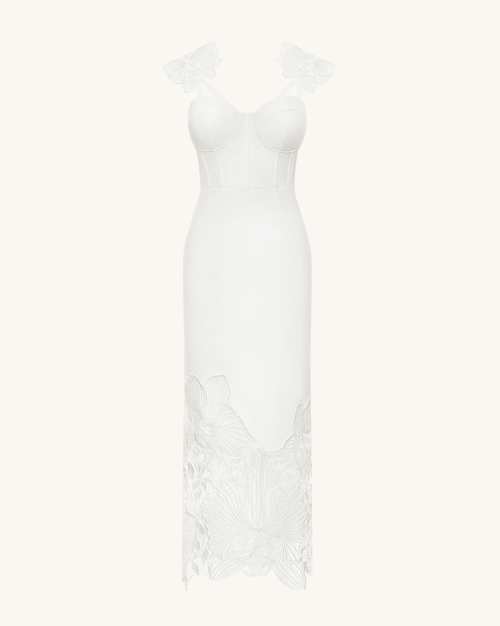 Orchid Embroidered Corset Dress - White - FASHION NOB