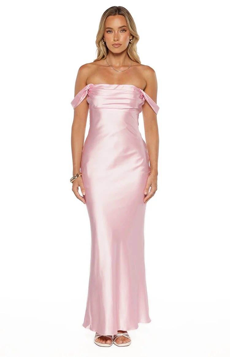 Ella Light Pink Off Shoulder Maxi Dress
