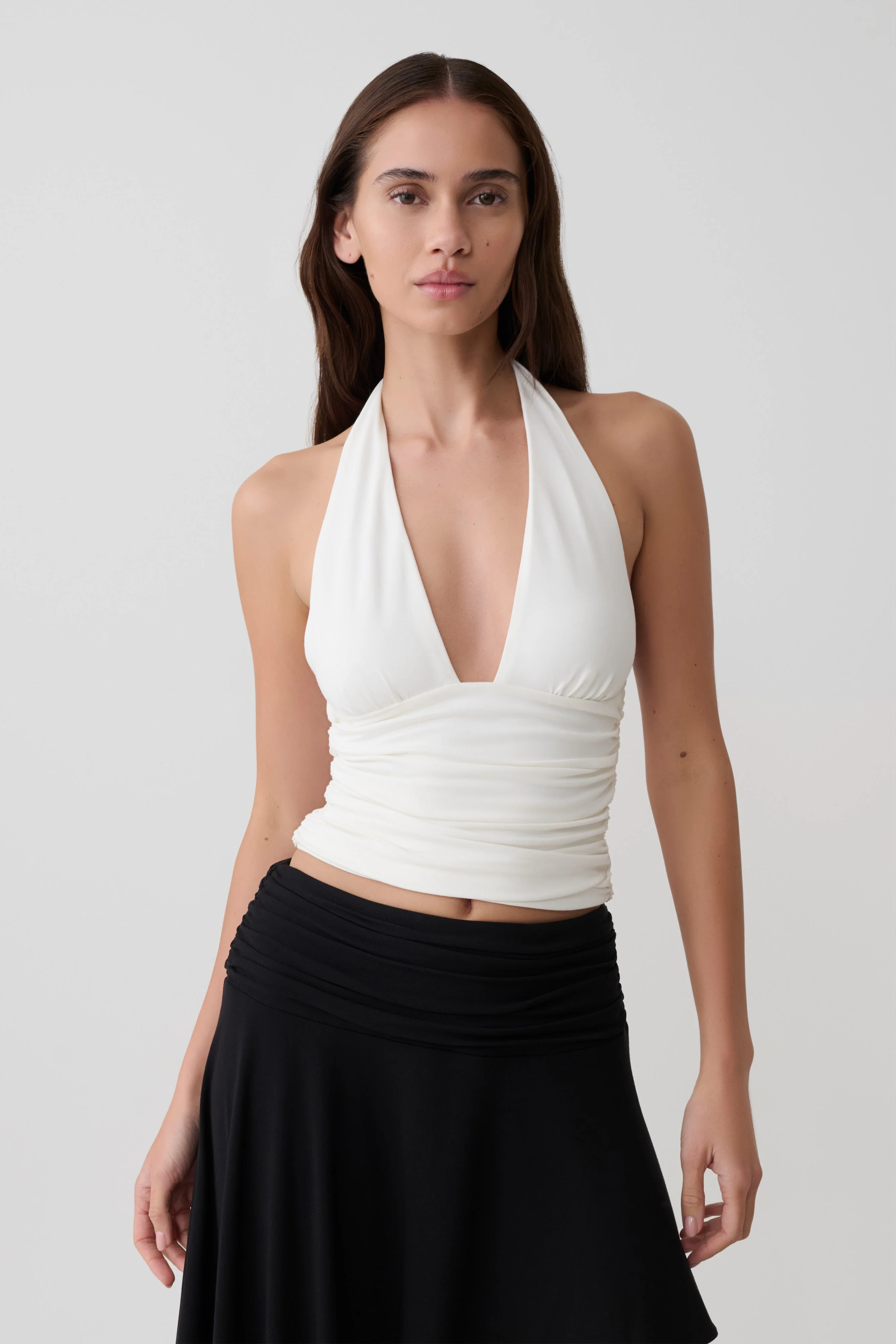 Peregrine Modal Gathered Halter Top - White