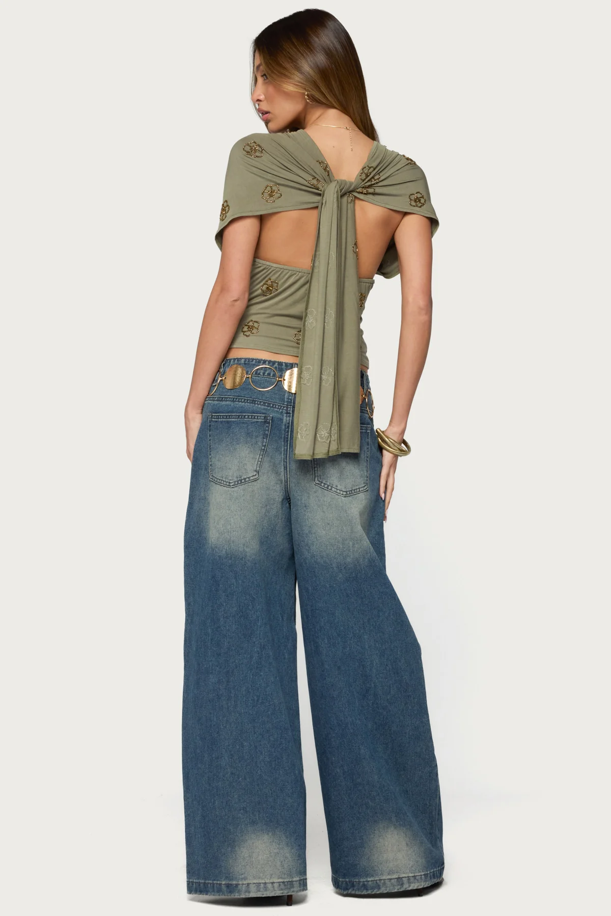 Ellora Beaded Flutter Tie Top