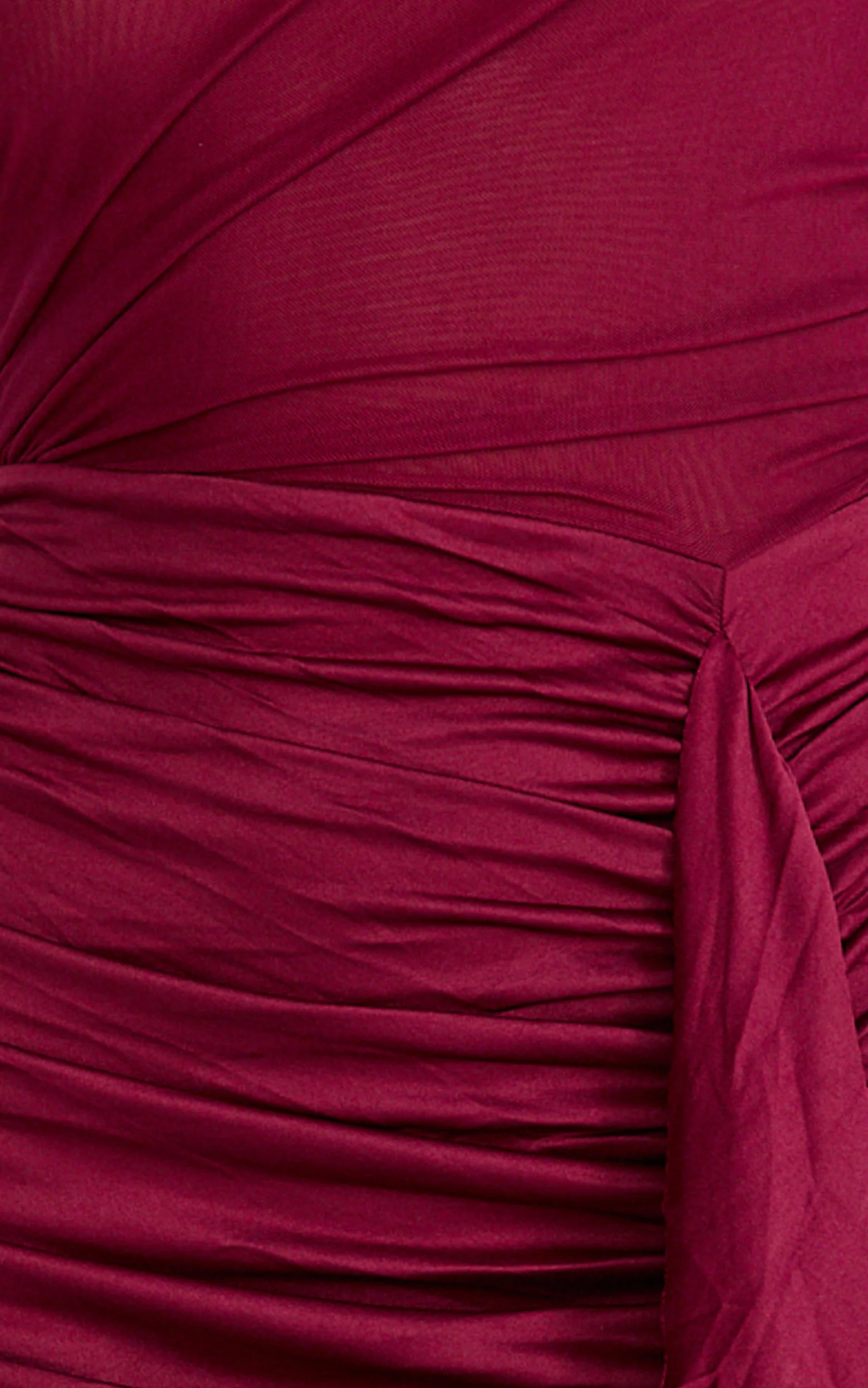 Baylee Mini Dress - Gathered One Shoulder Bodycon Dress in Wine