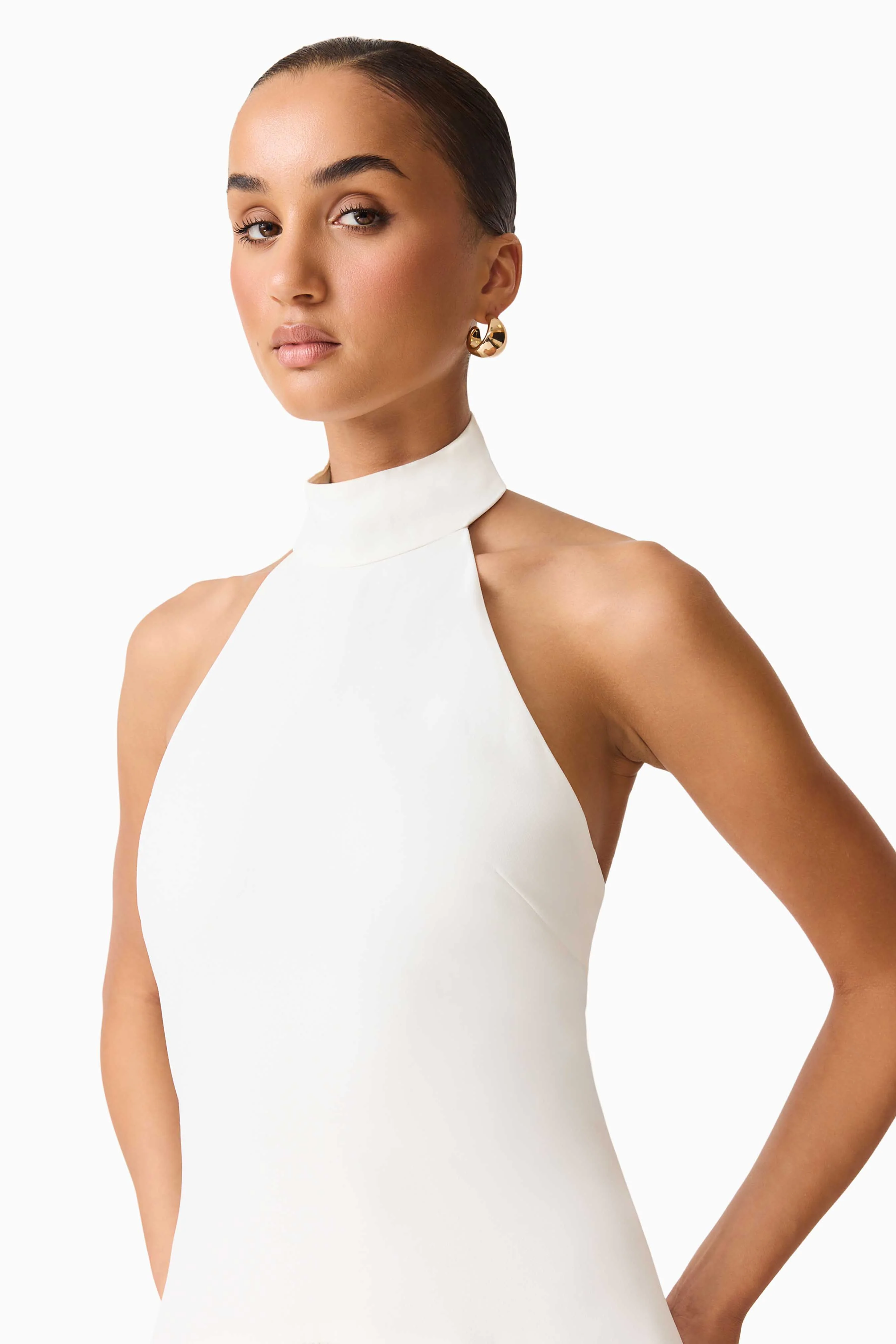 Nolana Halter Midi Dress in White