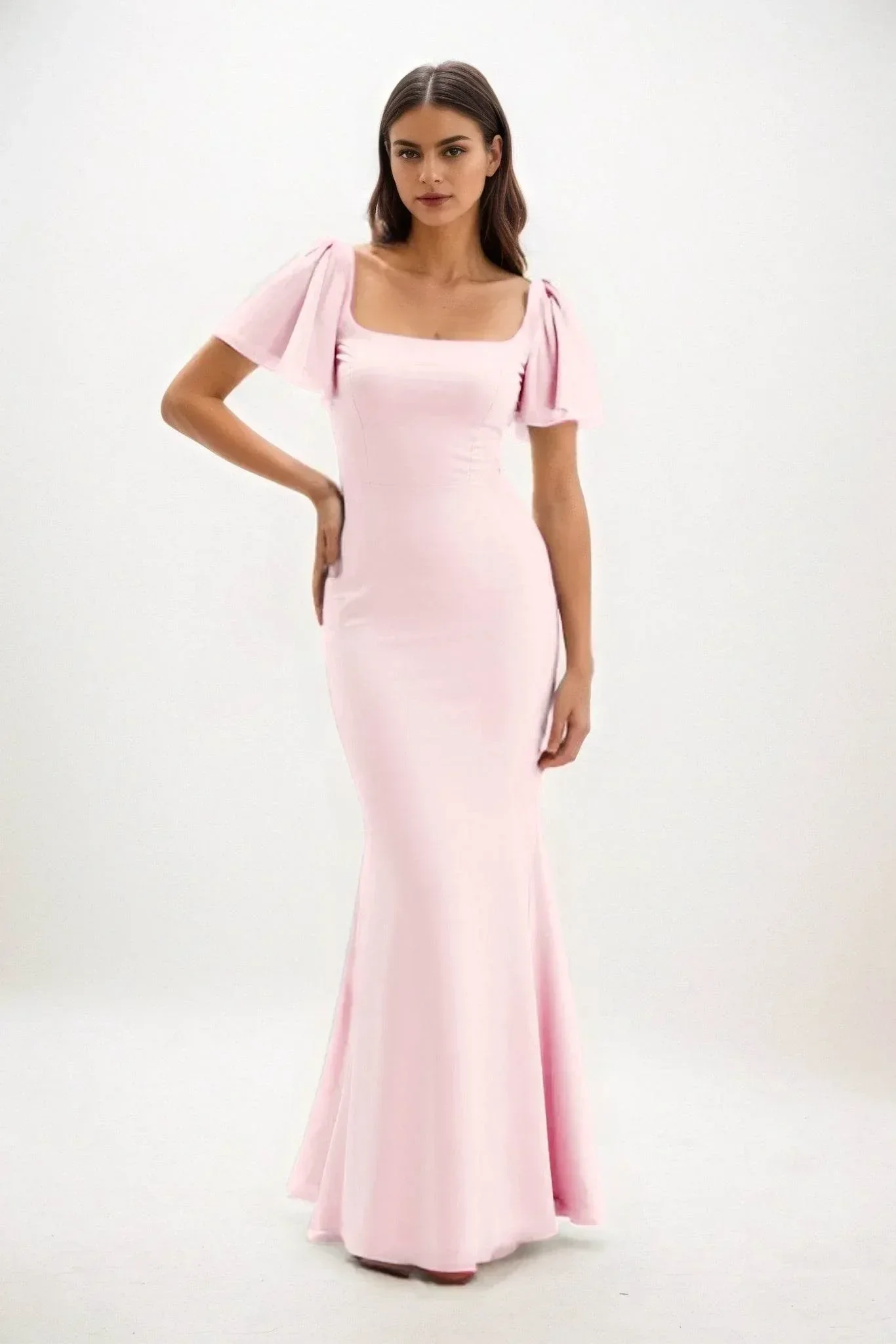 Sheath-Column Maxi Chiffon Bridesmaid Dress CB0813