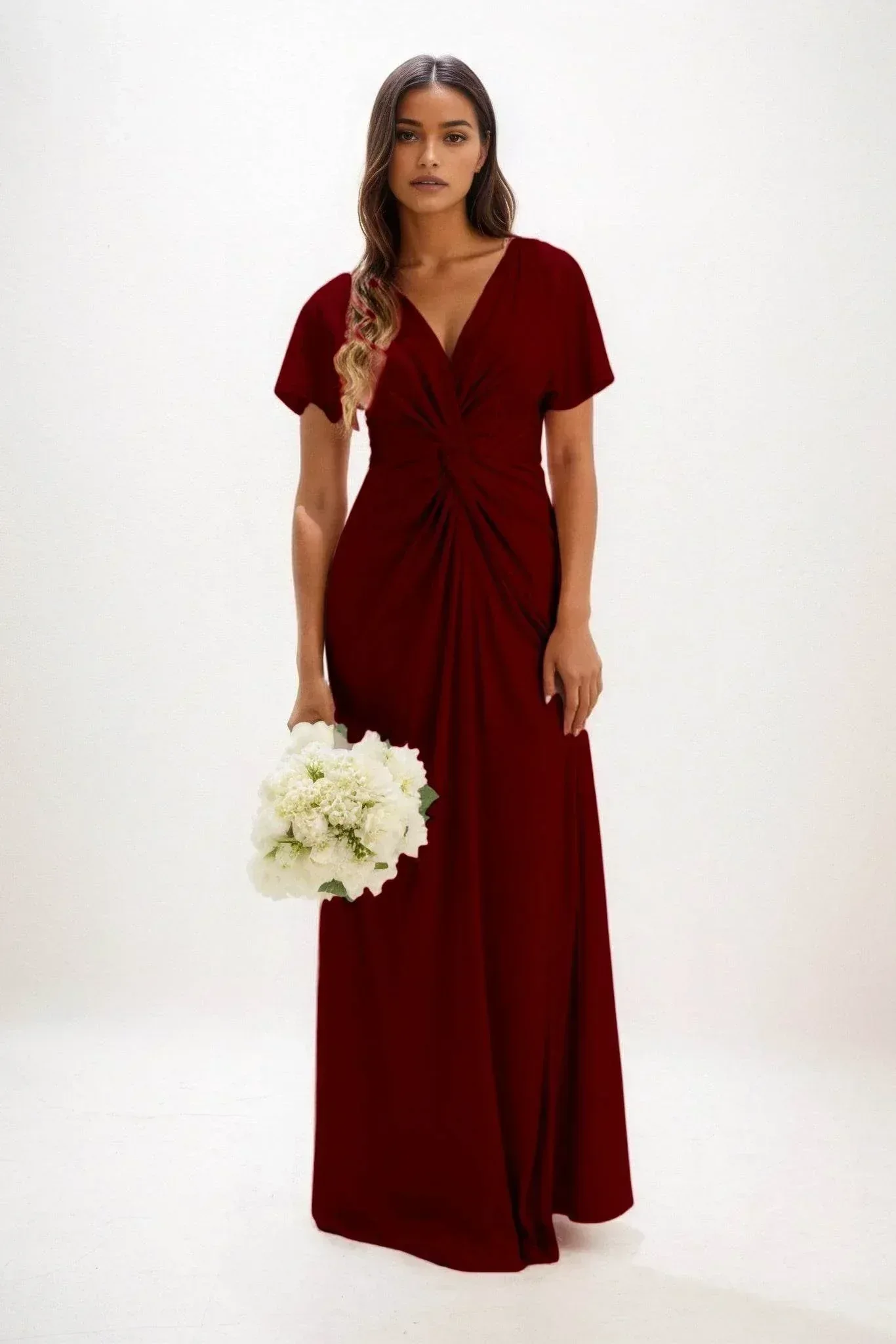 A-Line Maxi Luxe Satin Bridesmaid Dress CB0838