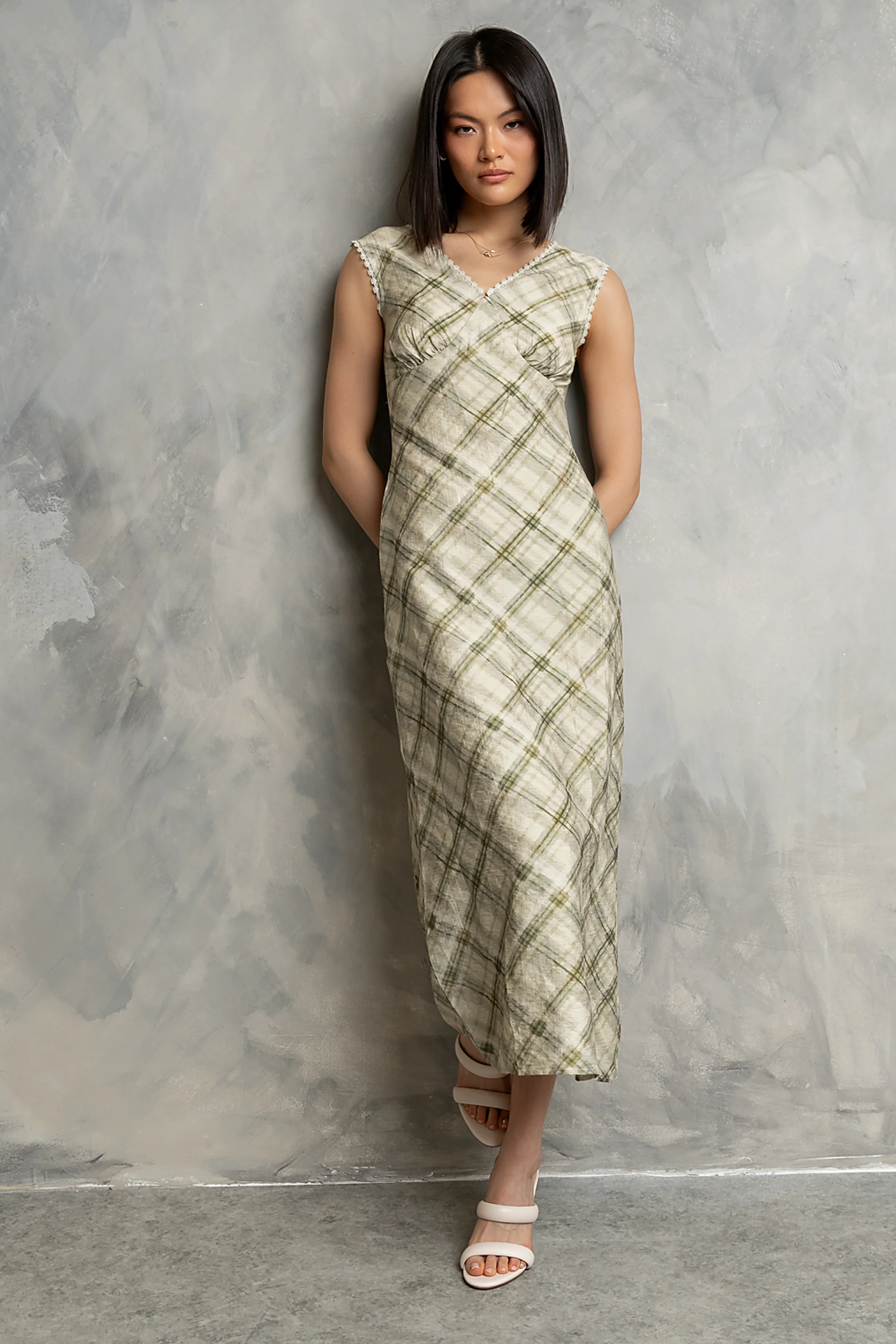 Yolanda Plaid Maxi Dress