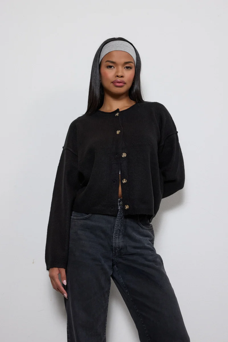 Button-Front Knit Cardigan