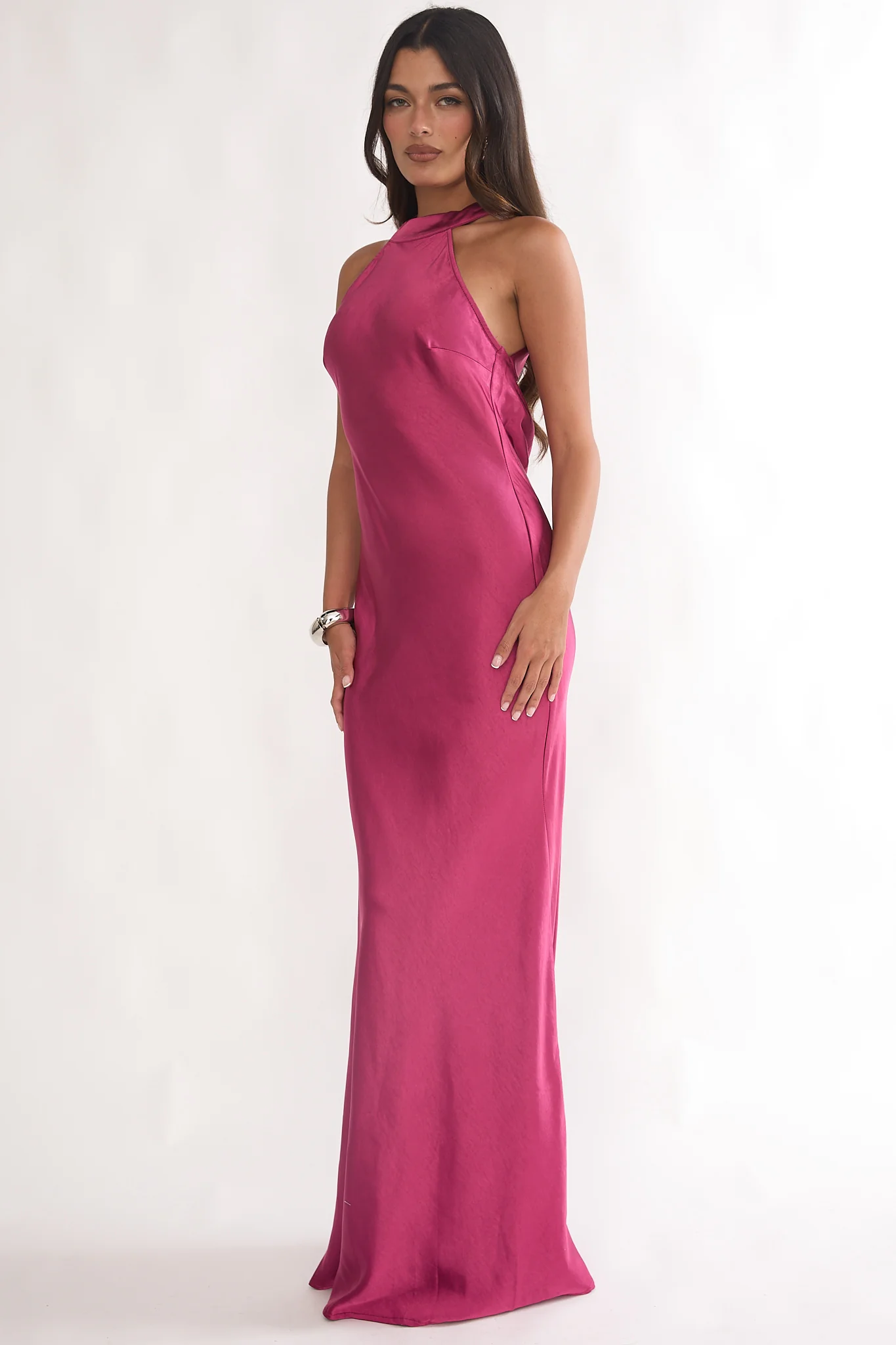 Saphirra Open Cowl Back Maxi Dress Berry - luluinthesky