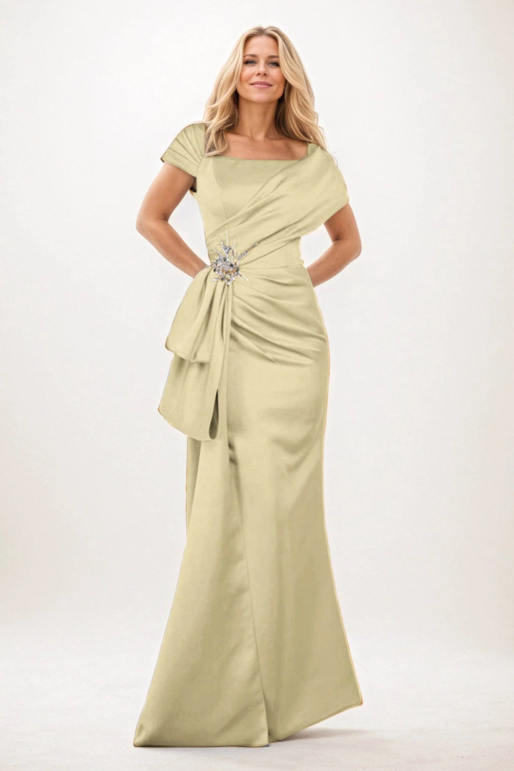 Trumpet-Mermaid Maxi Satin Mother of the Bride Dresses CM0385