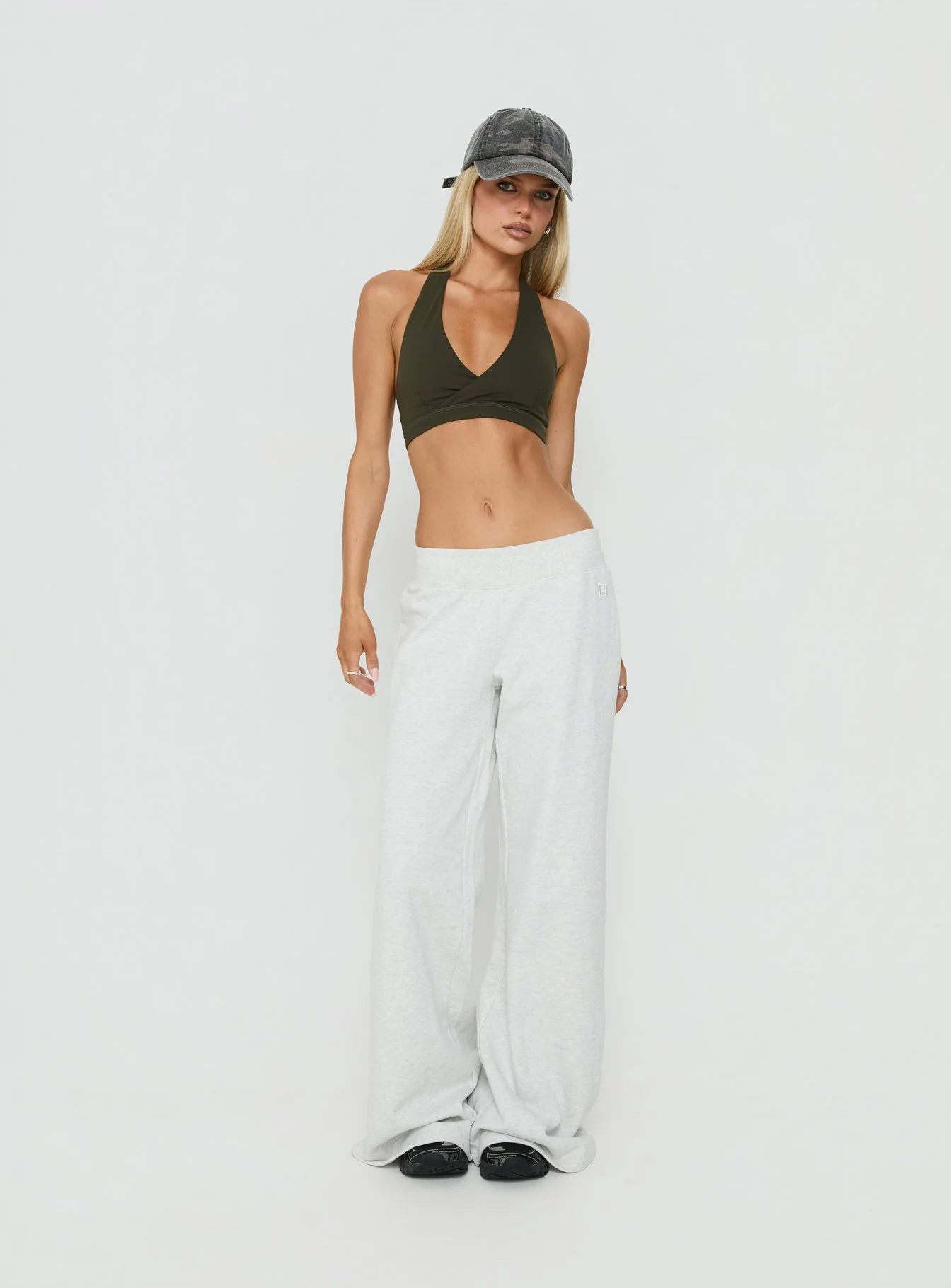 Lock In Active Halter Crop Top Olive