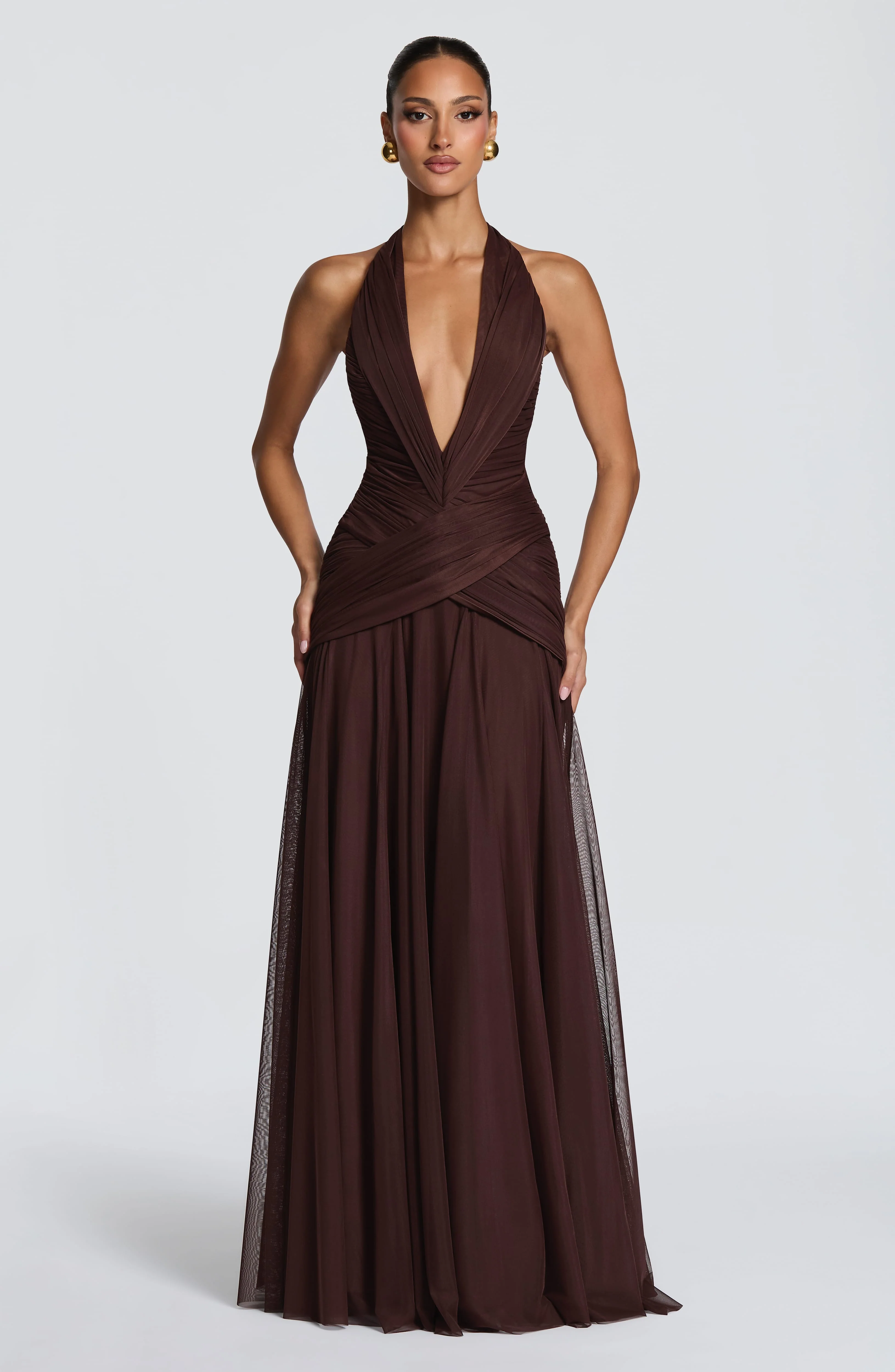 Cleo Maxi Dress - Plum Brown