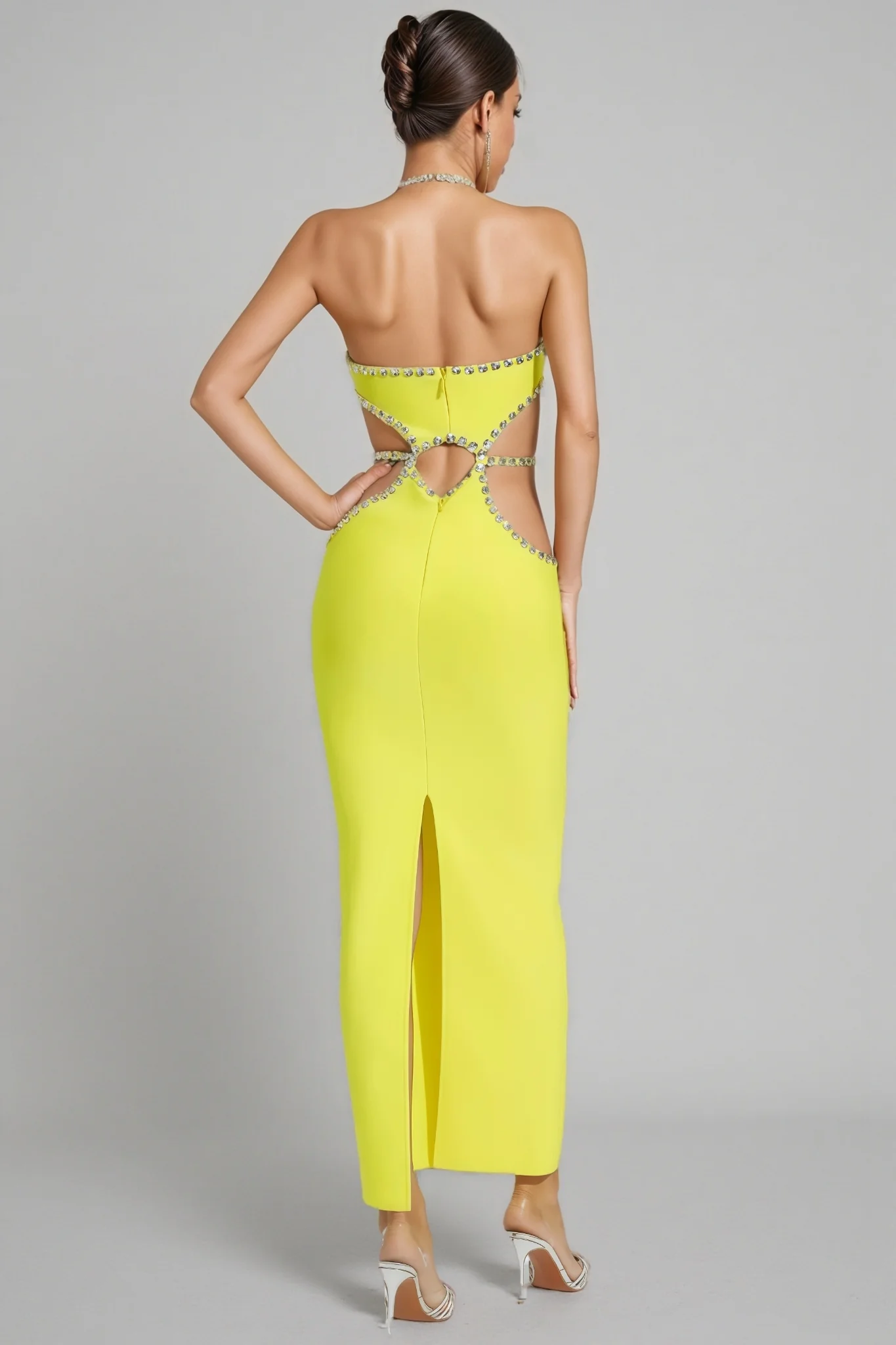 Lucy Yellow Cut Out Bodycon Maxi Dress