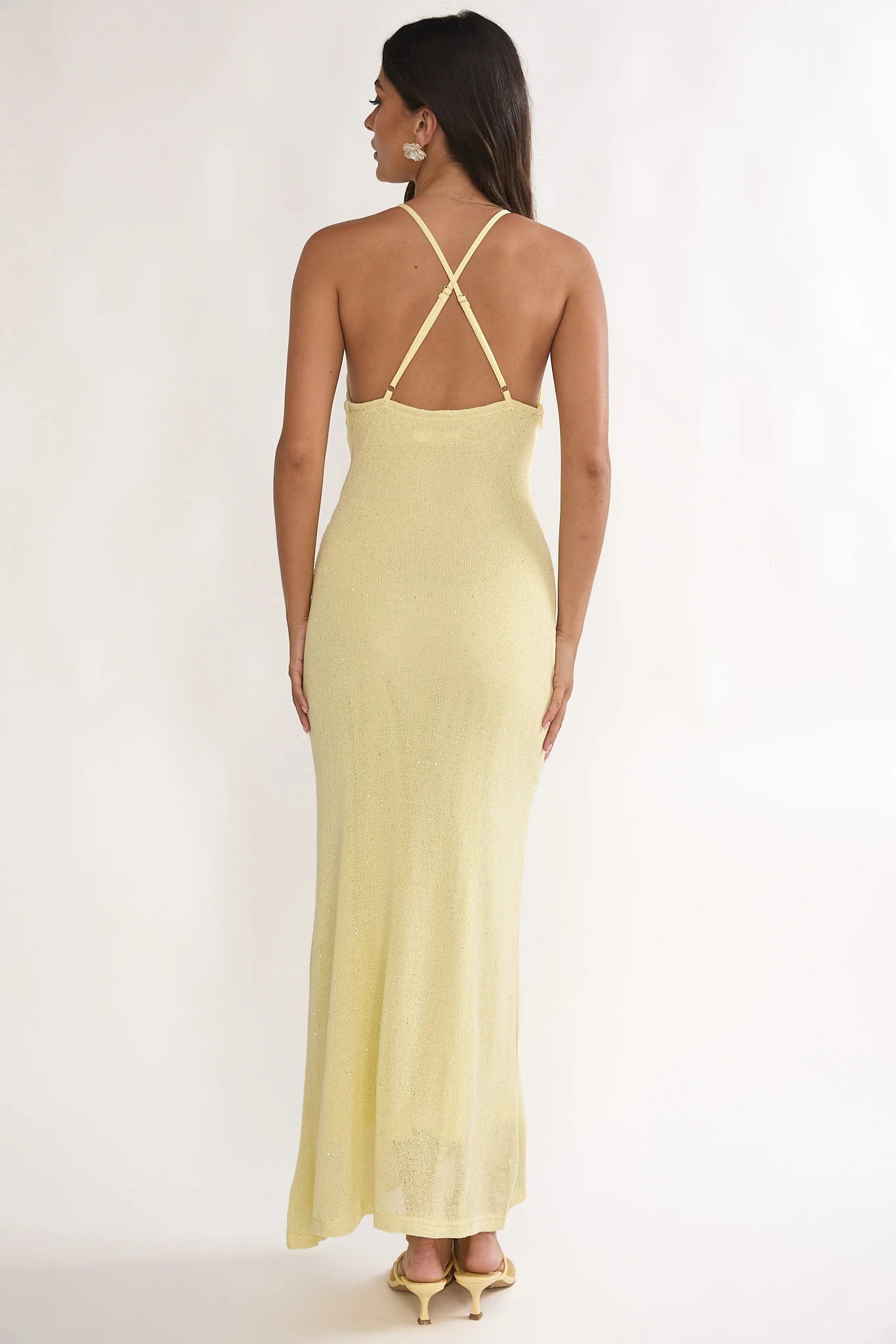 Introductions Knit Sequin Maxi Dress Butter - luluinthesky