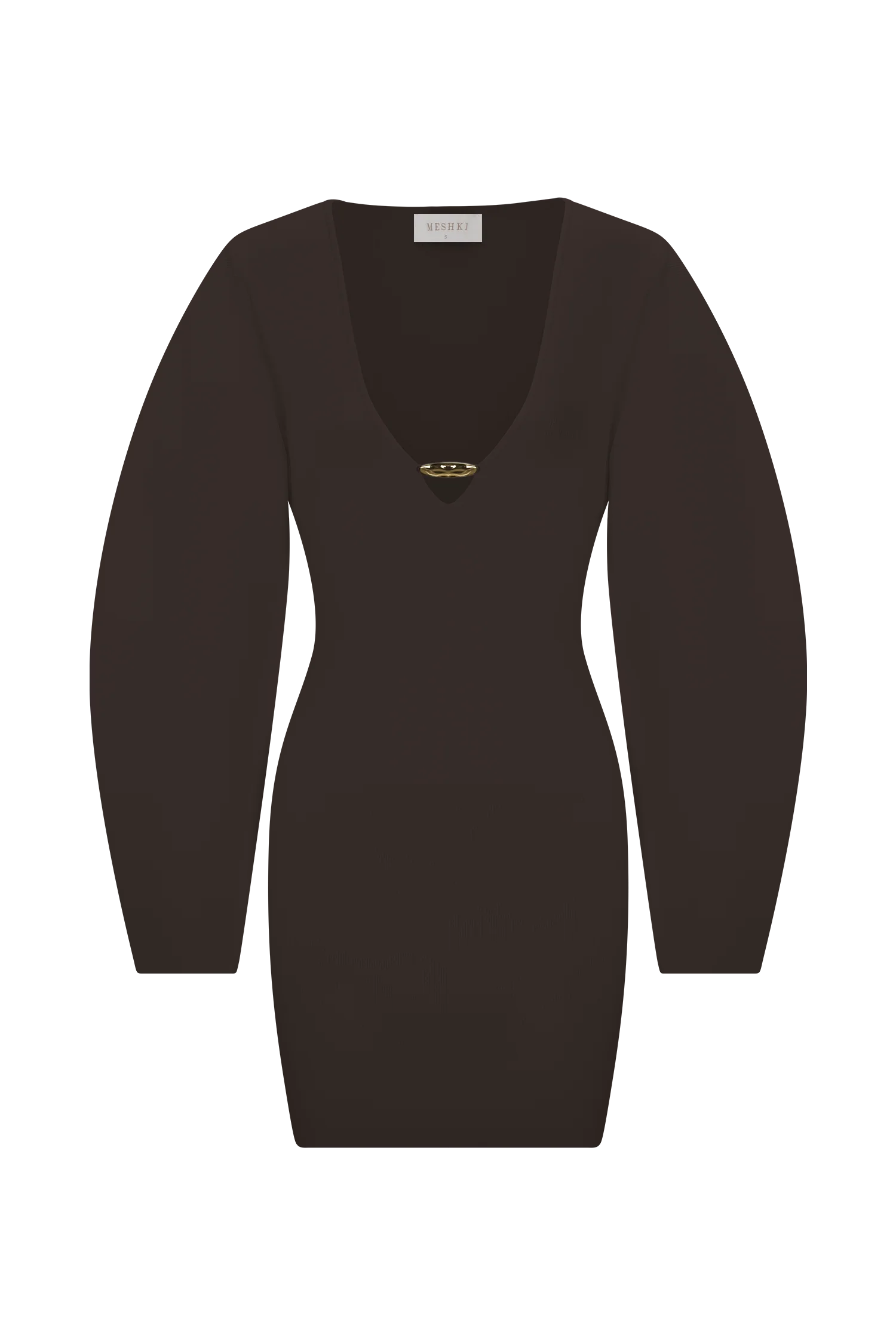 Billy Balloon Sleeve Knit Mini Dress - Dark Chocolate