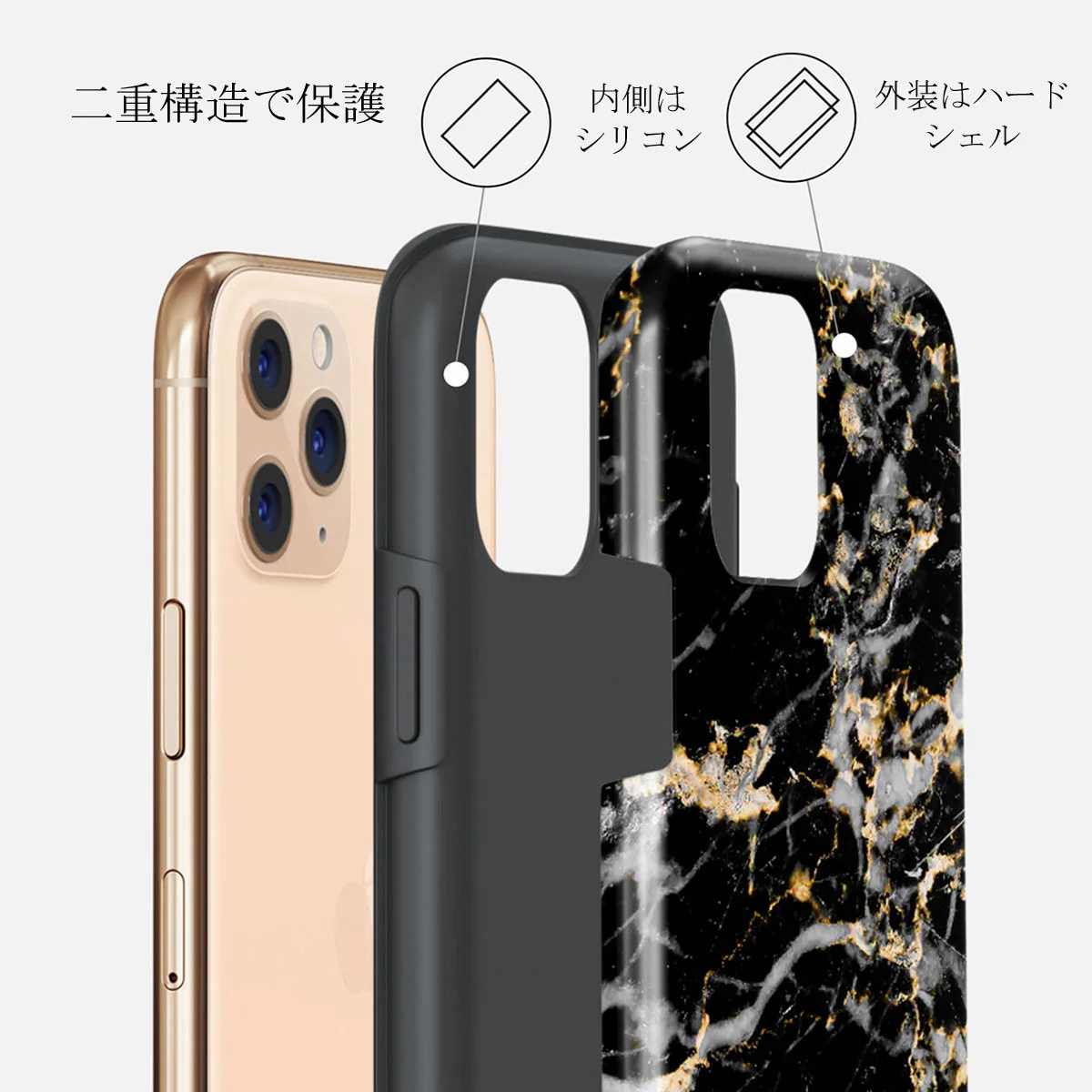 Make A Wish - Gold Marble iPhone 11 Pro Max ケース