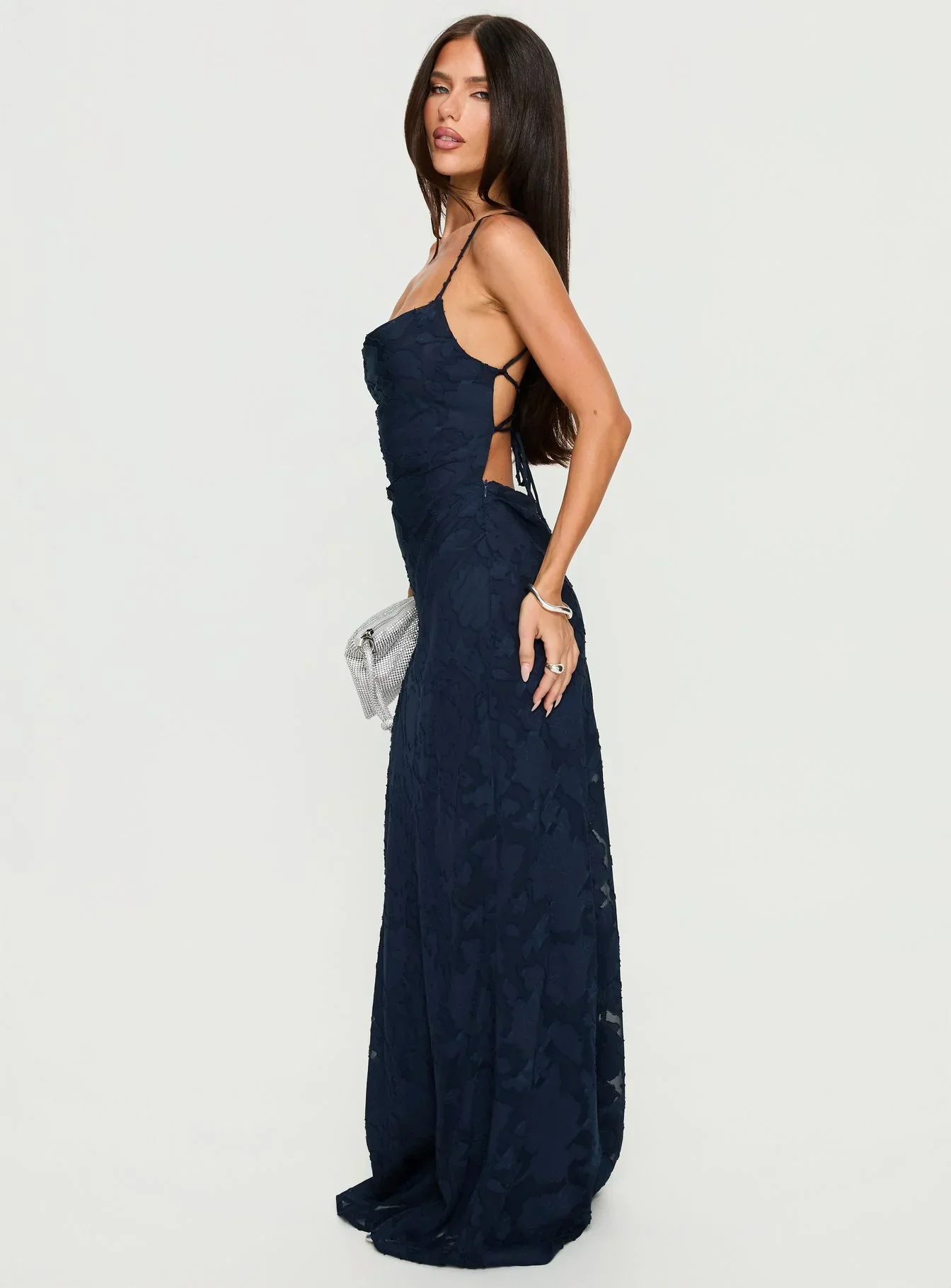 Celena Maxi Dress Navy Burnout - luluinthesky