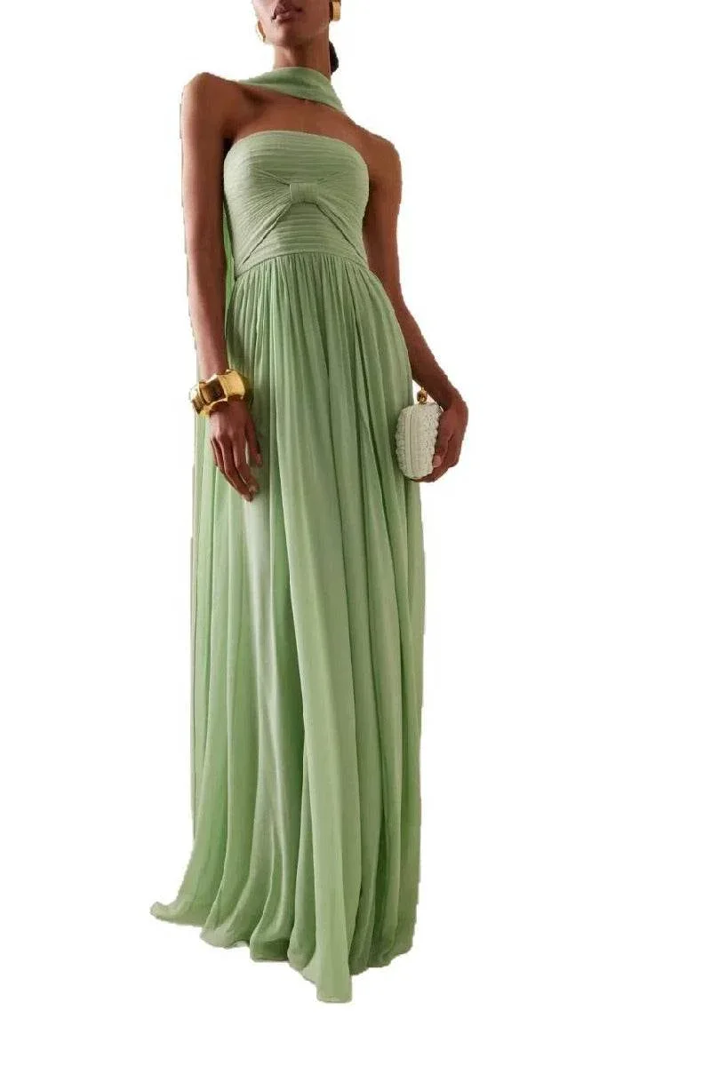 A-line Maxi Chiffon Wedding Guest Dresses 899235459574