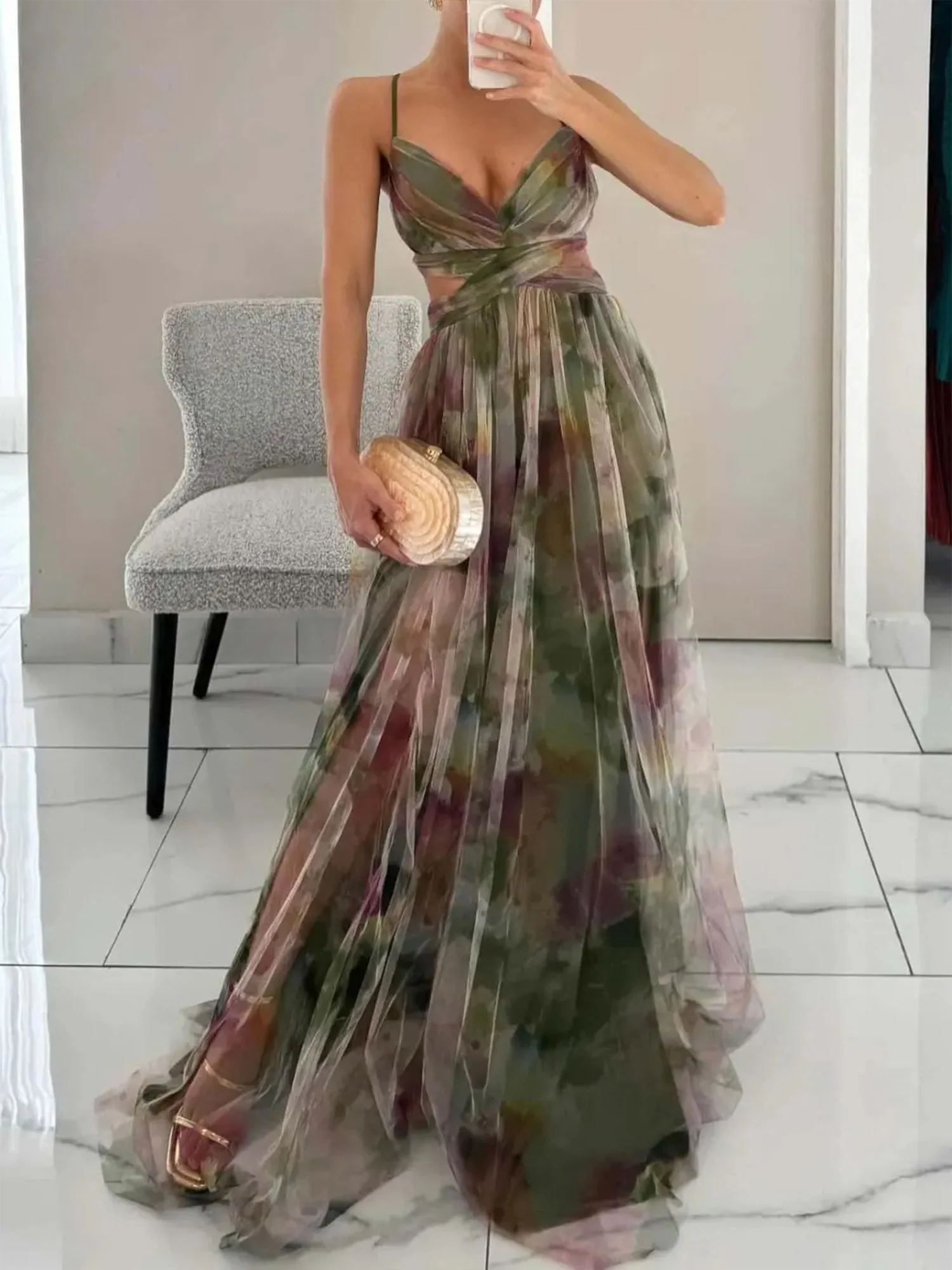 Floral Cross-Back Maxi Dress