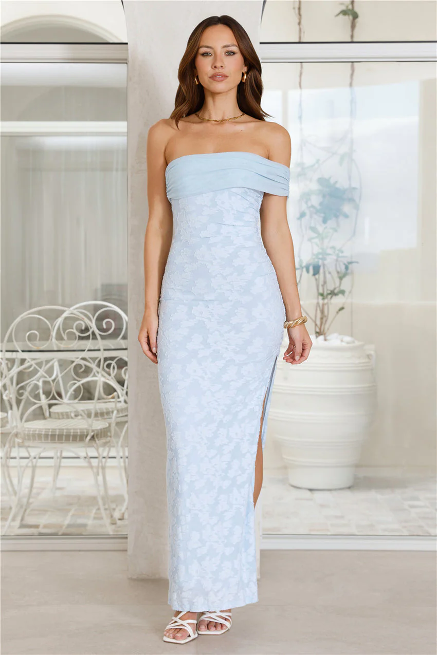Disco Darlings One Shoulder Maxi Dress Blue - luluinthesky