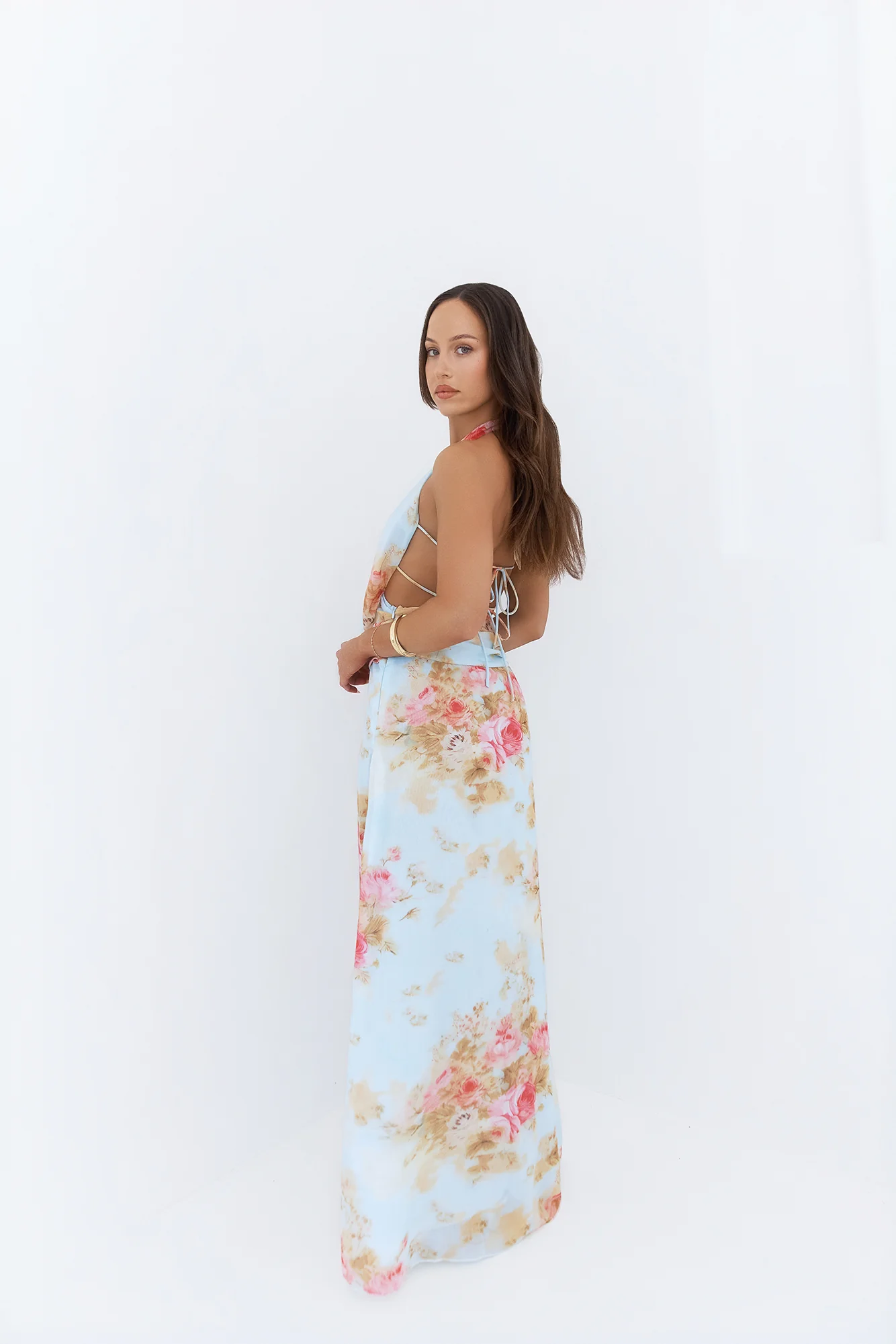 Slow Dancing Halter Maxi Dress Blue