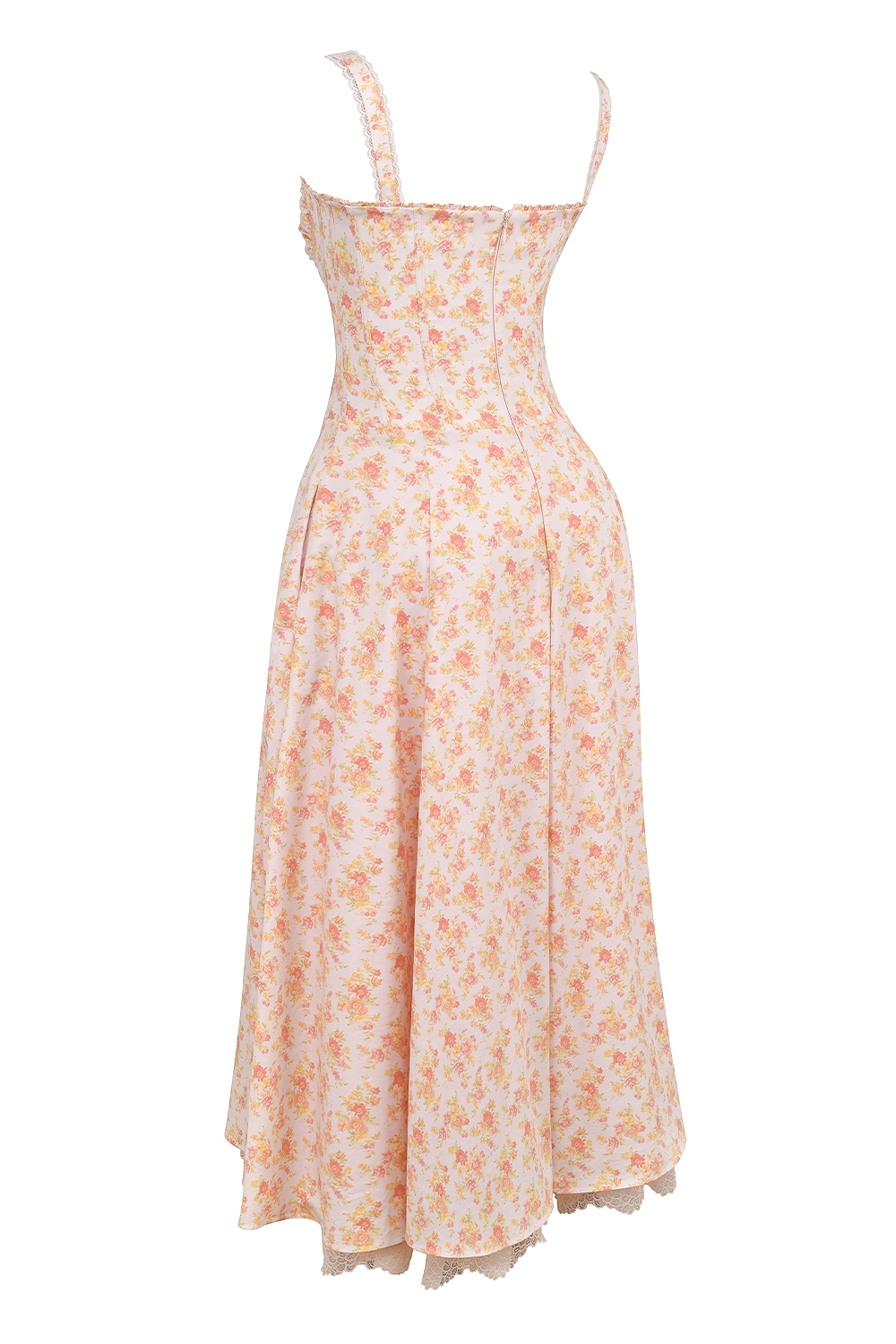 Peach Poppy Print Cotton Bustier Sundress